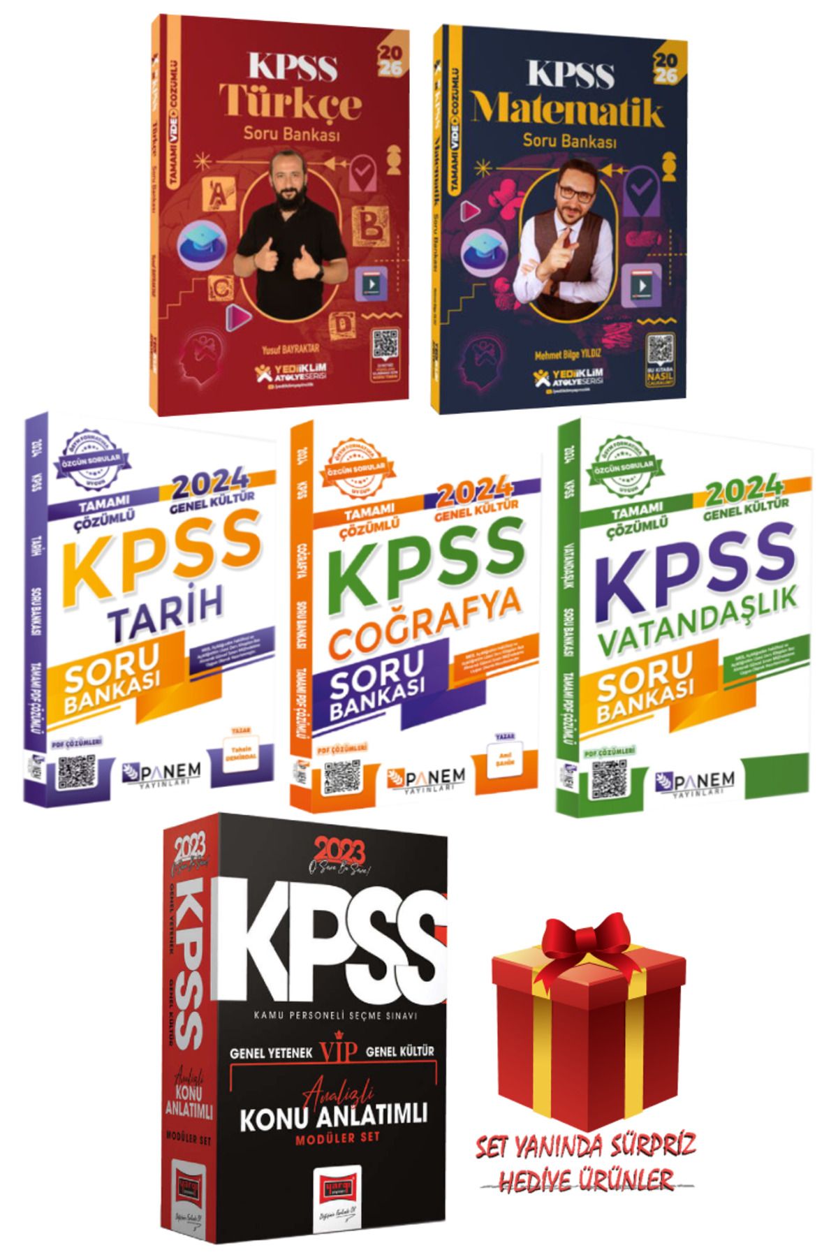 Yediiklim Yayınları 2026 KPSS Türkçe+Matematik+Tarih+Coğrafya+Vatandaşlık Soru Bankası Seti+Konu Anlatımlı Modüler