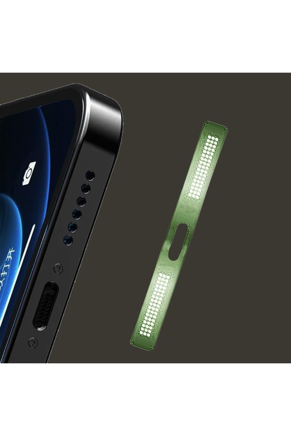 Merwish iPhone 12 ve 16 Arası Düz, Pro, Pro Max ve Plus Uyumlu Hoparlör Toz Koruyucu Sticker – Yeşil