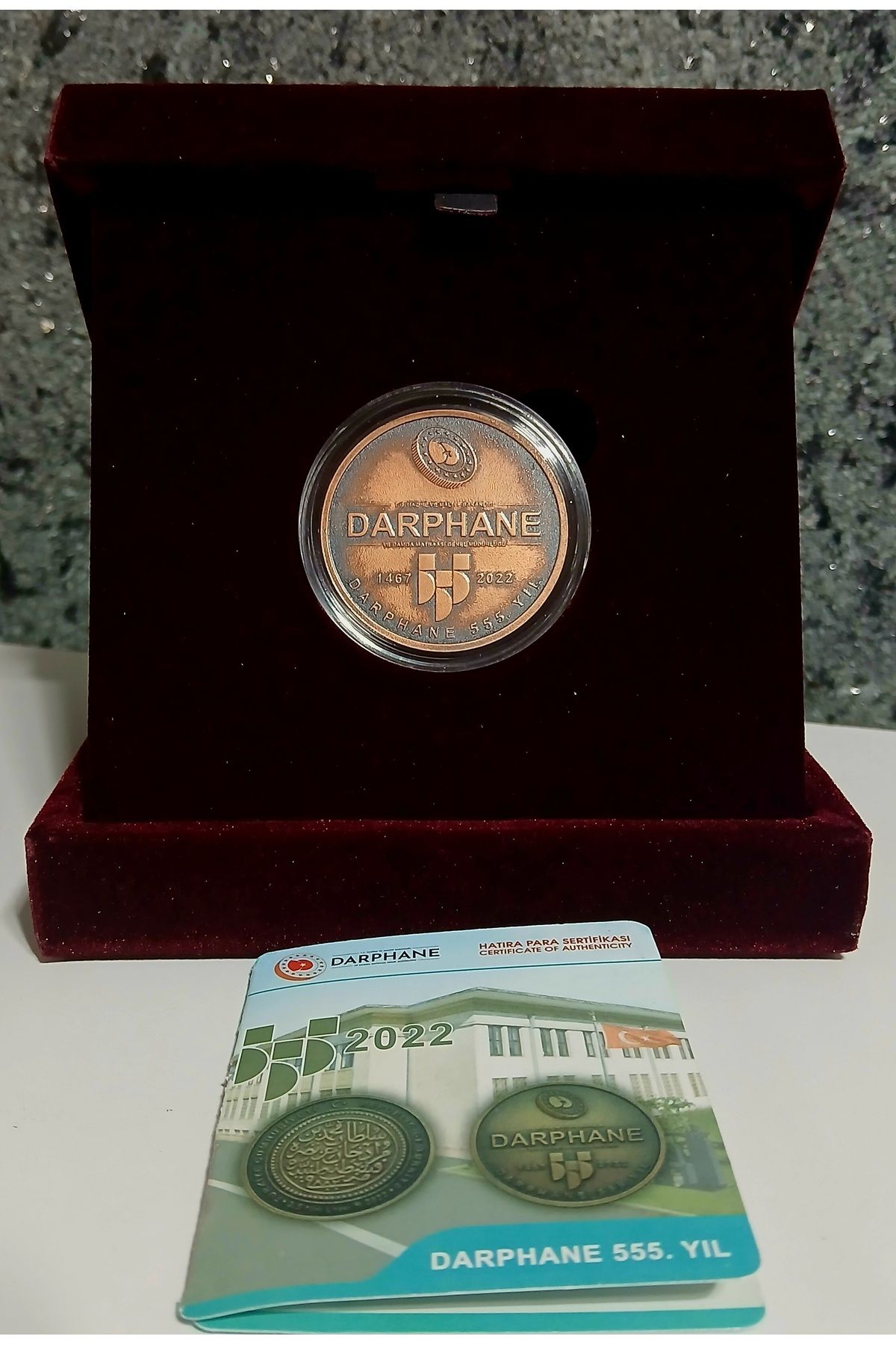 DÜZGÜN TİCARET Darphane 555. Yıl Hatıra Bronz Para Kadife Kutulu Sertifikalı