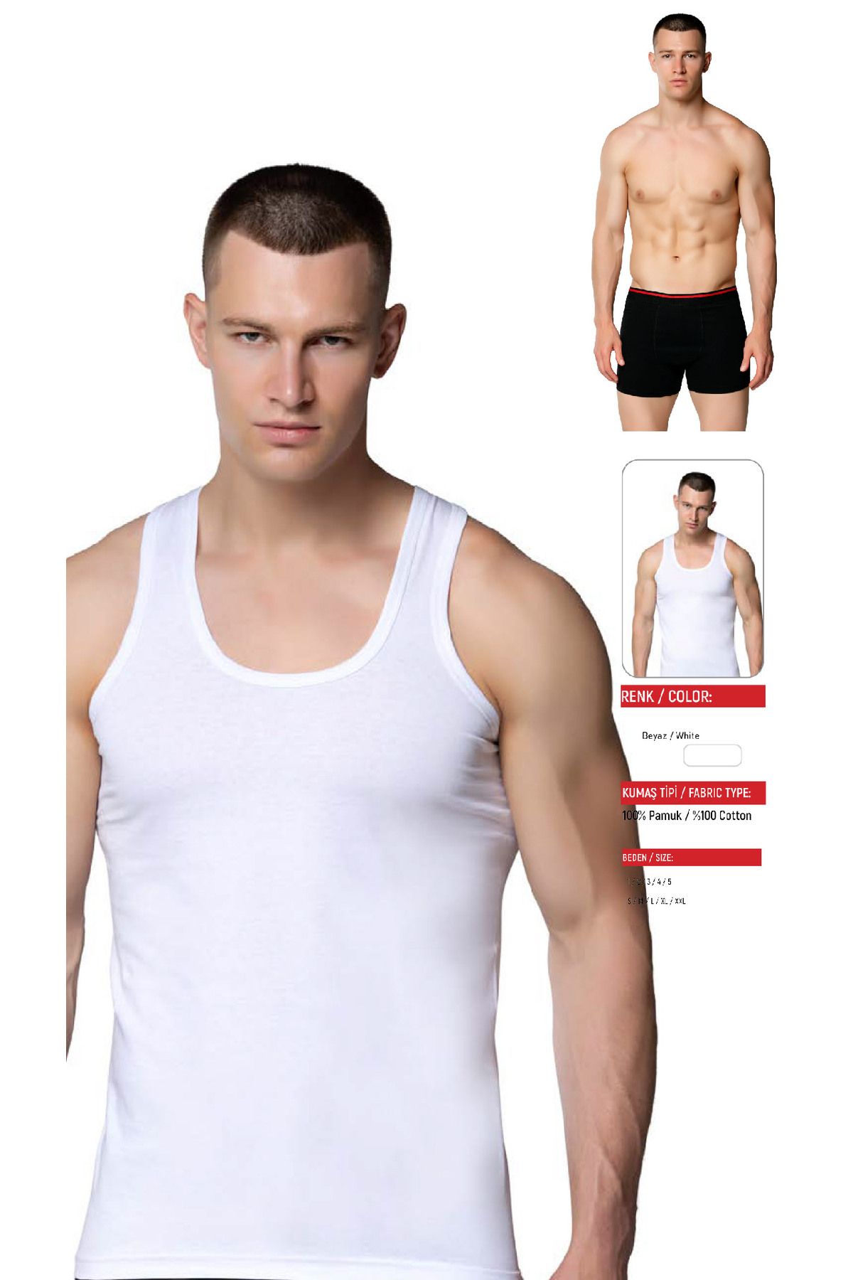 Çekmece 12'li Erkek Ekonomik Beyaz Atlet - Boxer Set