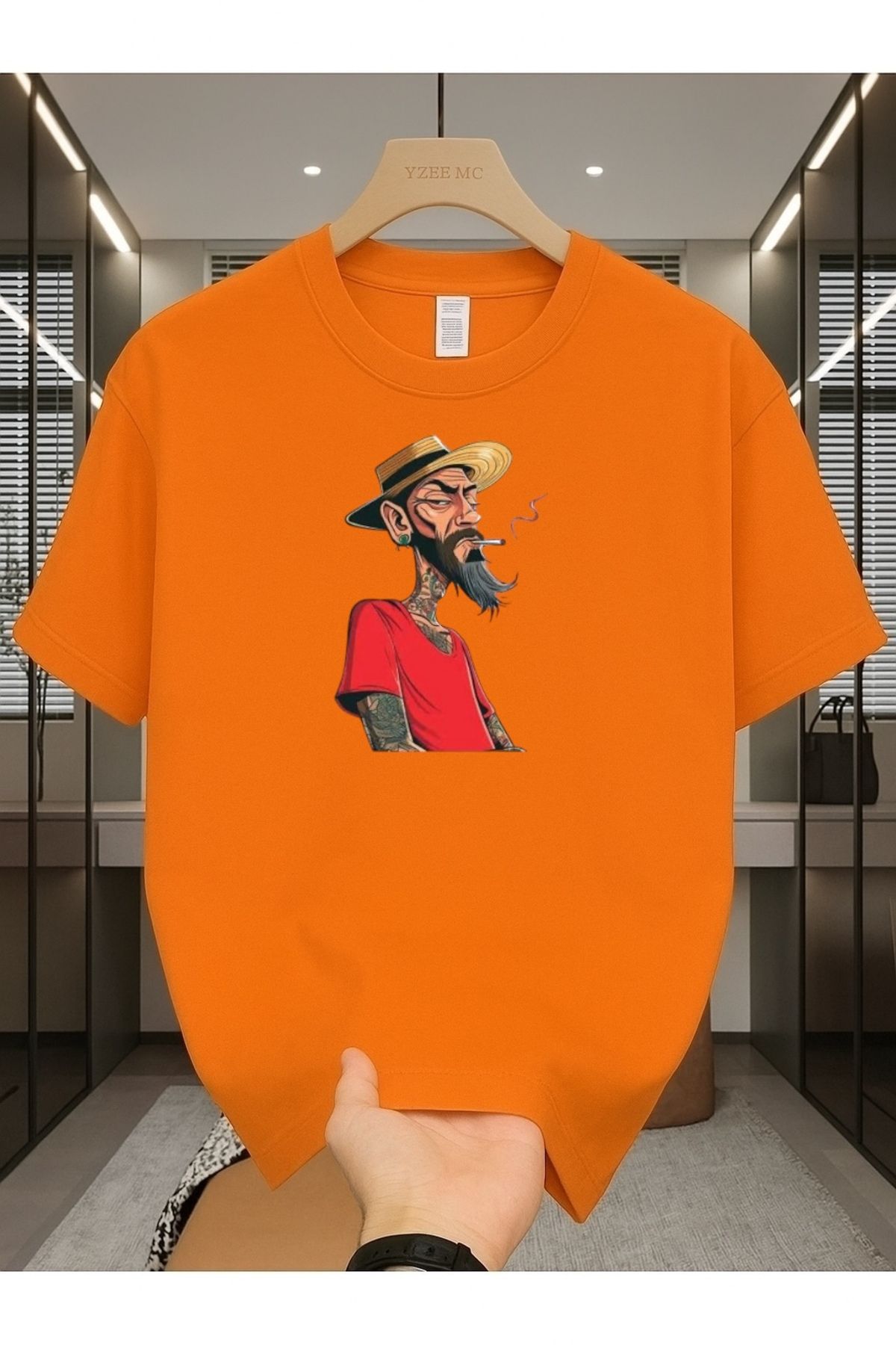 Madali Boutique Gettho Adam Baskılı Unisex Bisiklet Yaka Pamuk Oversize Boyfriend T-Shirt