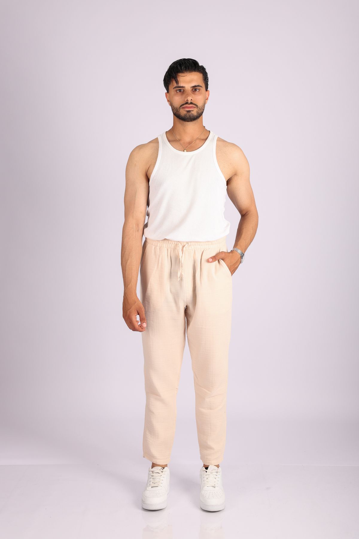 JAKOTTO Müslin Kumaş Erkek Basic Pantolon