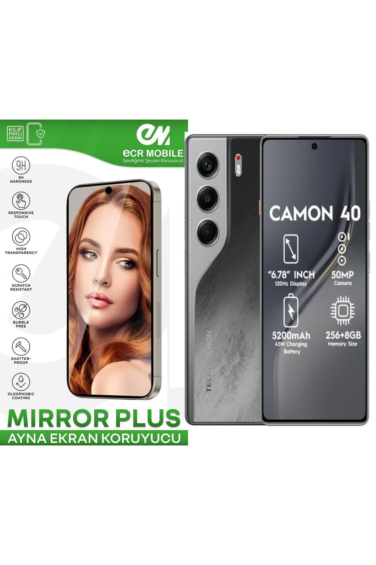 Ecr Mobile Tecno Camon 40 Esnek Ayna(Mirror) 9H Nano Ekran Koruyucu