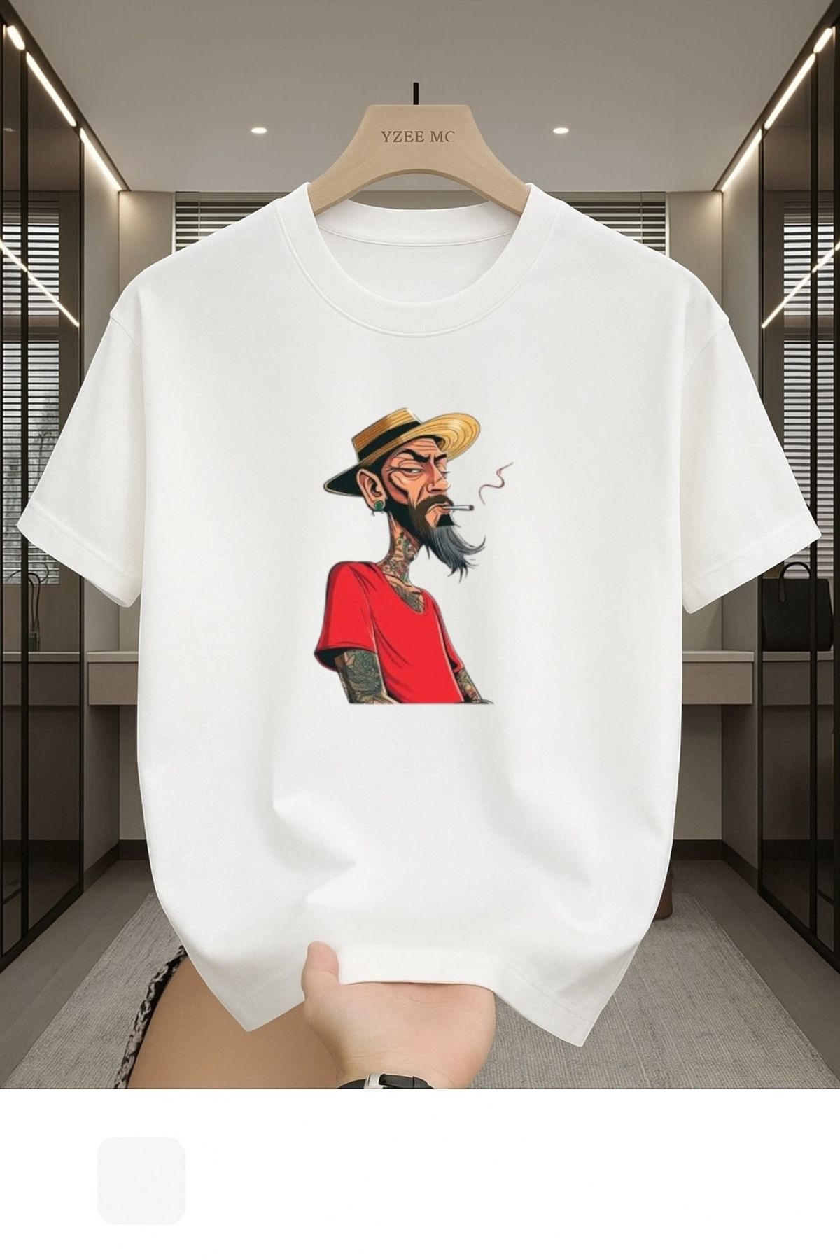 Madali Boutique Gettho Adam Baskılı Unisex Bisiklet Yaka Pamuk Oversize Boyfriend T-Shirt