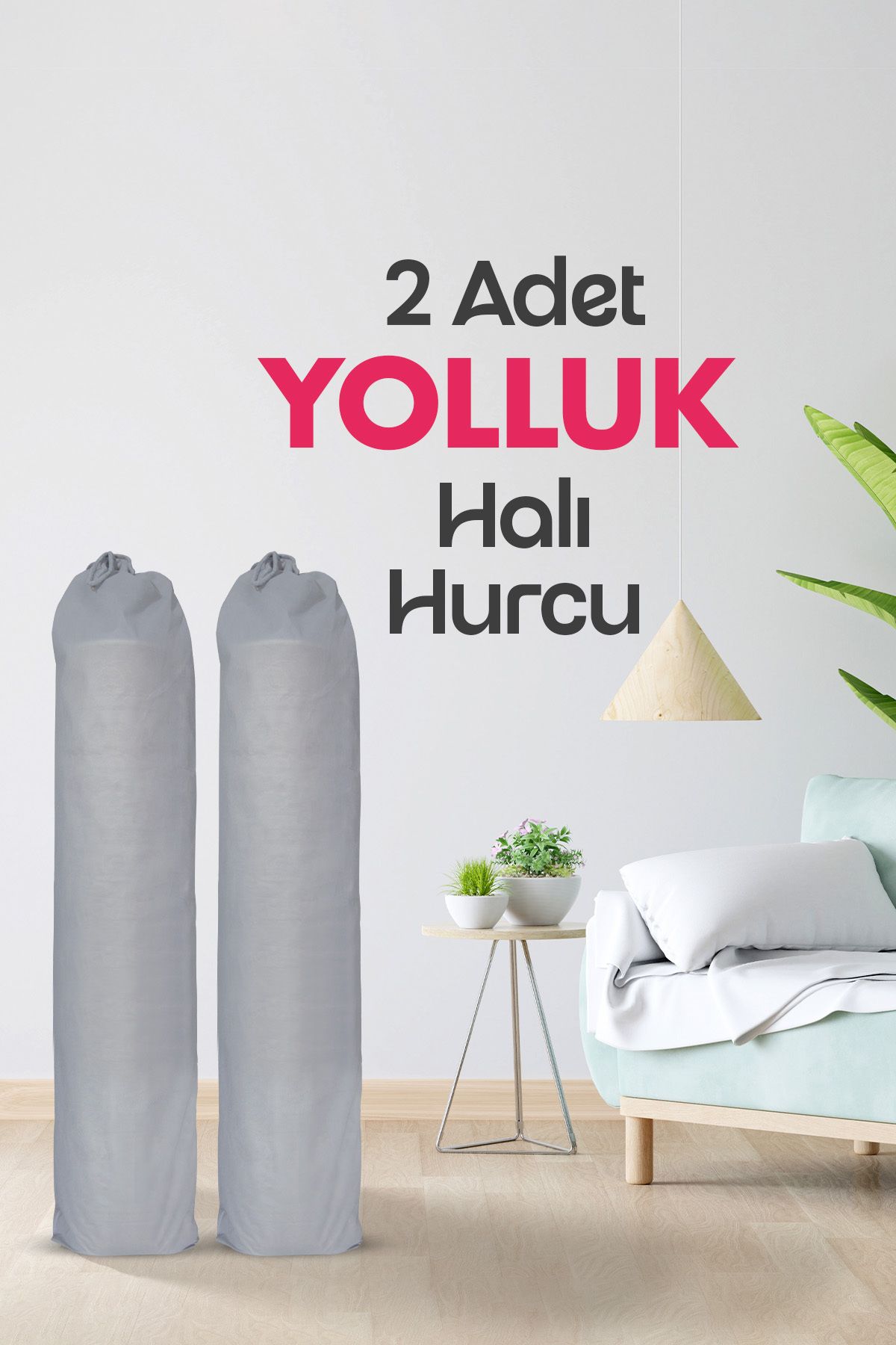 Palm Design 2 Adet Halı Hurcu, Halı Kılıfı, Halı Ambalajı, Halı Organizer