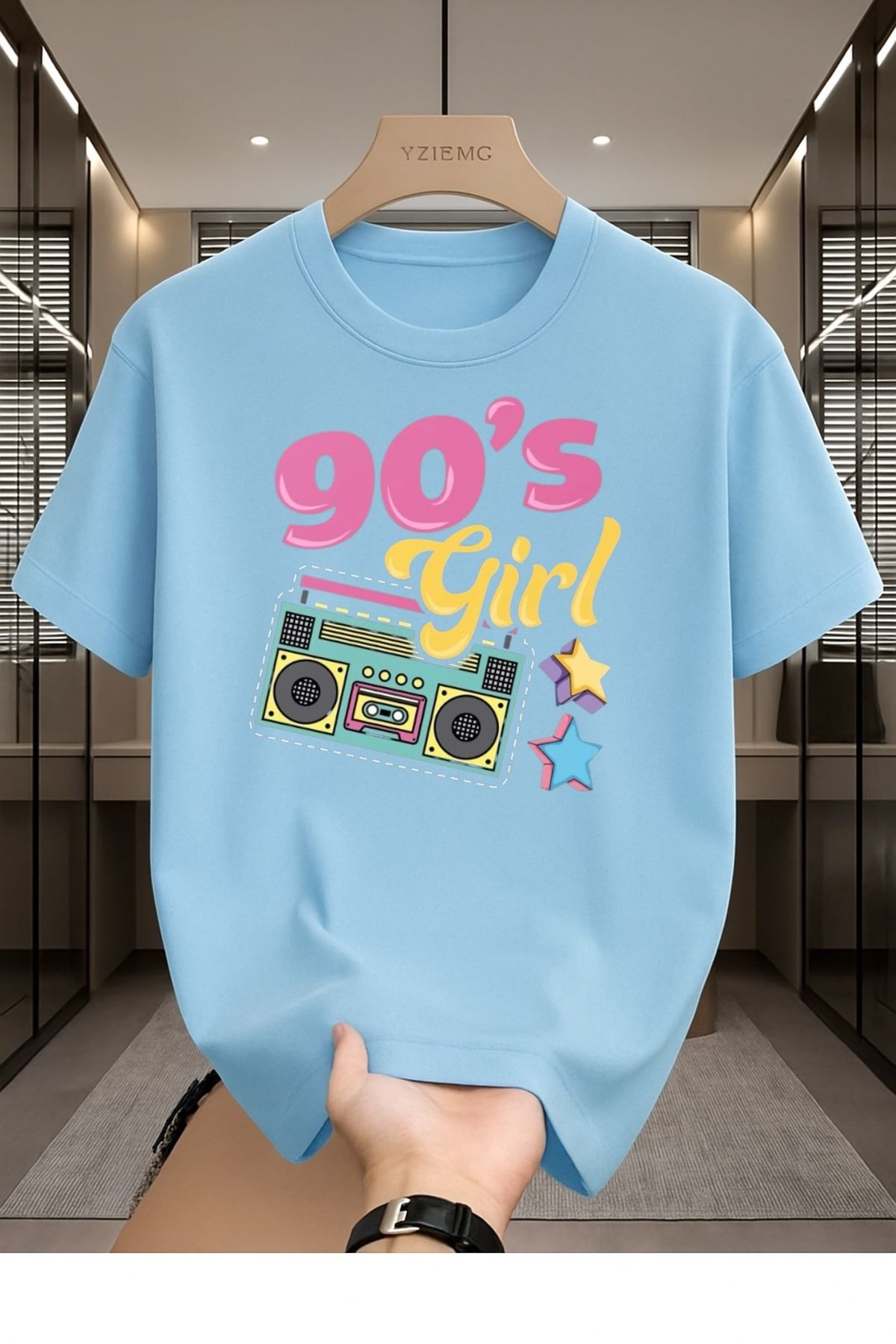Madali Boutique I Love 80's Girl Baskılı Unisex Bisiklet Yaka Pamuk Oversize Boyfriend T-Shirt