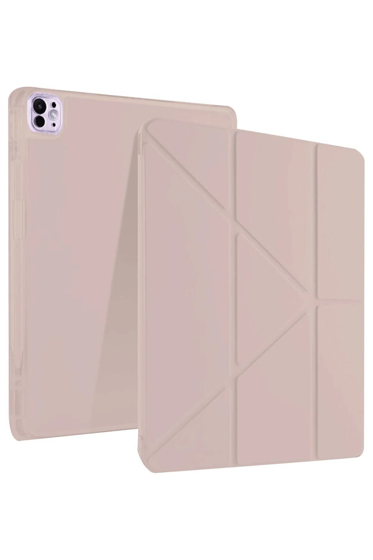 Toptan Bulurum iPad Pro 13 (2024) Kılıf Kalemlikli Mars Tablet Kılıfı - Rose Gold