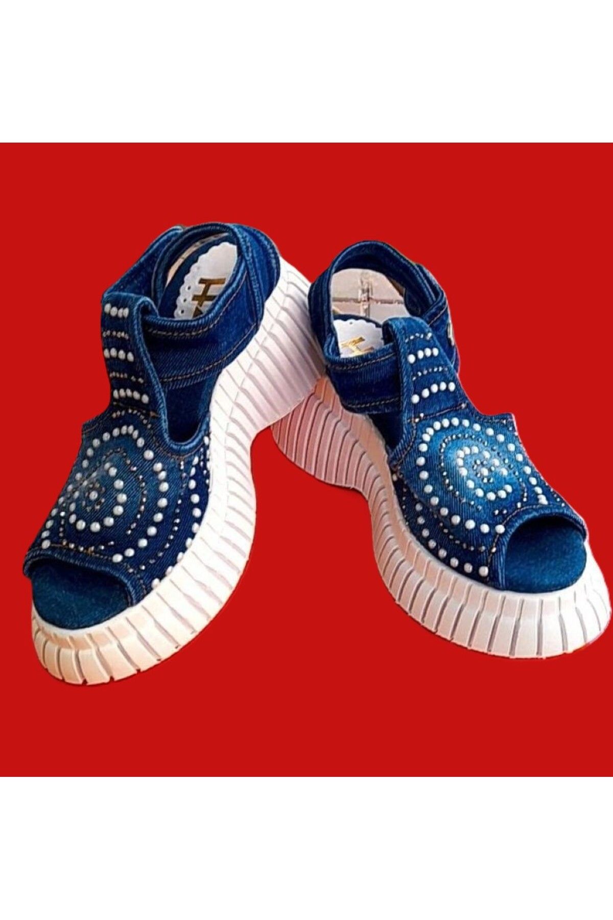 Bade TAŞ DETAYLI ÇITÇITLI KOT SANDALET