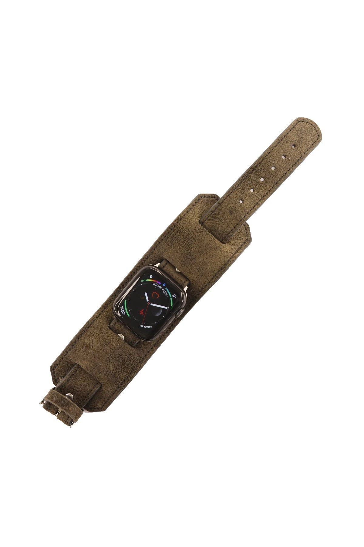 Toptan Bulurum Apple Watch 42mm uyumlu NL17 Deri Kordon - Kahverengi