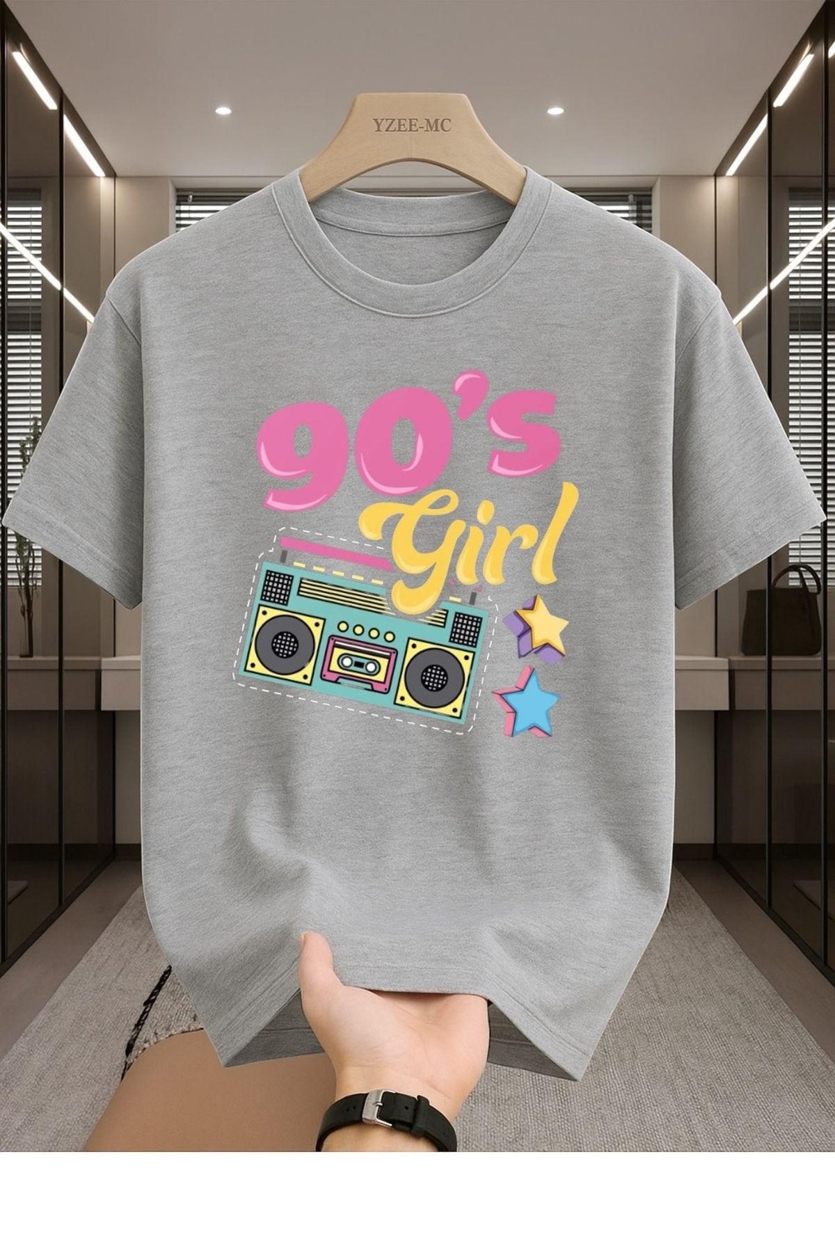 Madali Boutique I Love 80's Girl Baskılı Unisex Bisiklet Yaka Pamuk Oversize Boyfriend T-Shirt