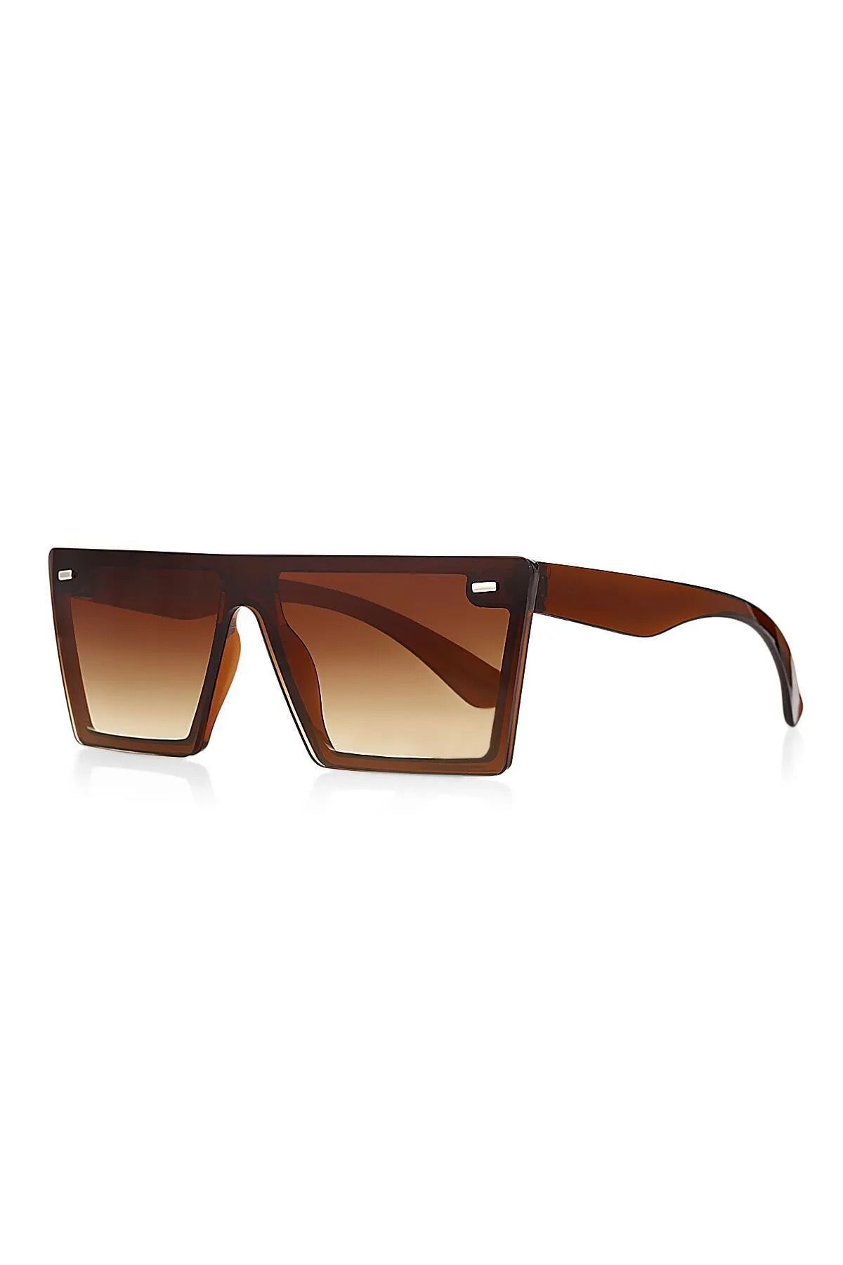 Chunky Frame Unisex Kahverengi Güneş Gözlüğü 1007