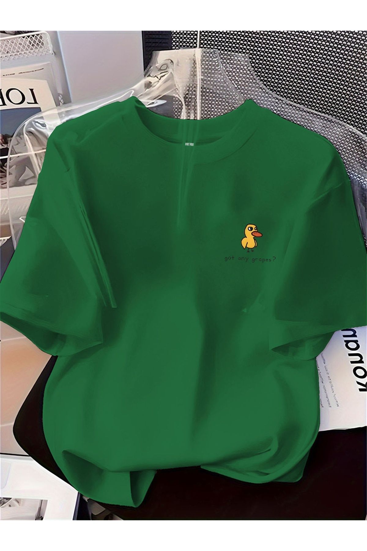 Jakinta Outdoors Baskılı Oversize Bisiklet Yaka Tişört Pamuk Penye 2 İplik Unisex & Günlük Rahat