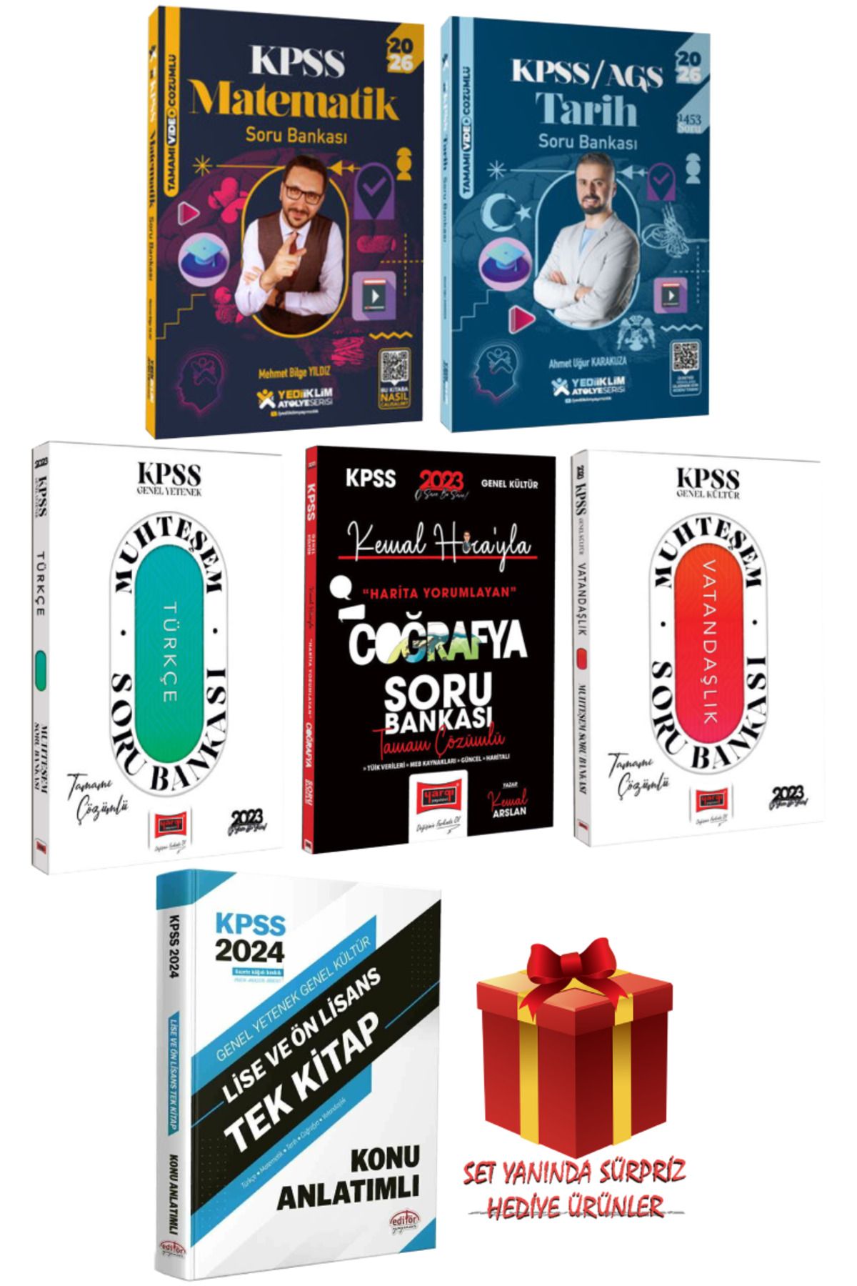 Yediiklim Yayınları 2026 KPSS Matematik+Tarih+Türkçe+Coğrafya+Vatandaşlık Soru Bankası Seti+Tek Kitap Konu Anlatımlı