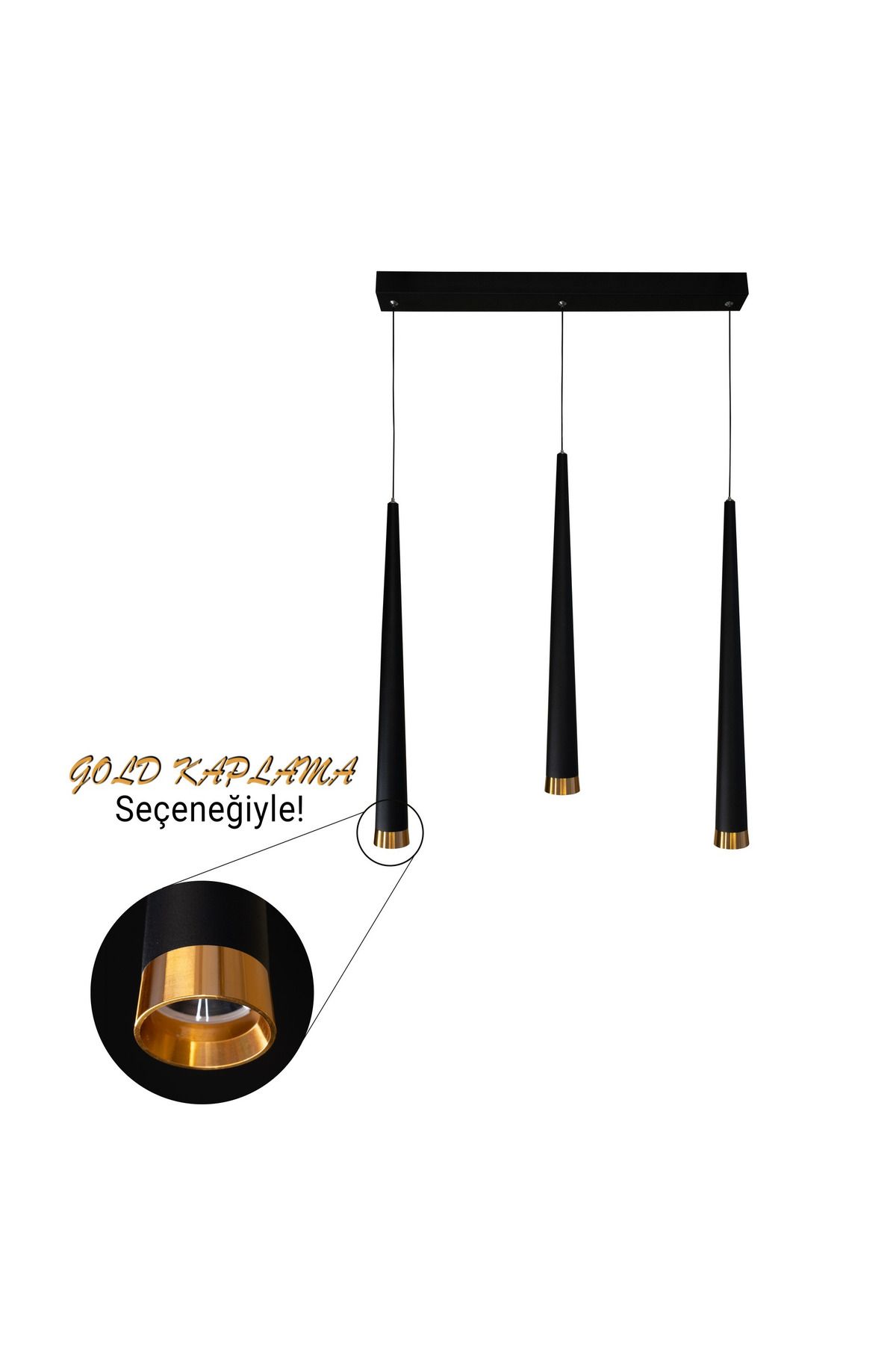 voxlamp lighting solutions Led Sarkıt Avize Conical Max Yemek Masası, Ada Üstü Dekoratif Aydınlatma Düz Rozanslı 3*52 CM