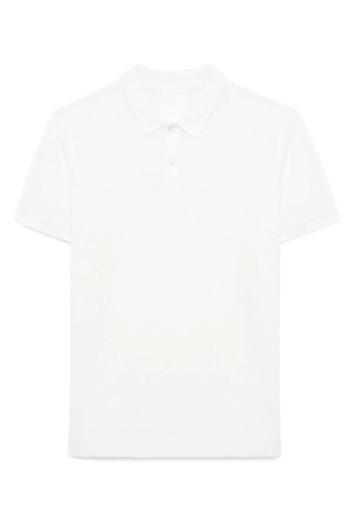 NO 601 Erkek Beyaz Dar/Slim Fitt Polo Yaka Tshirt