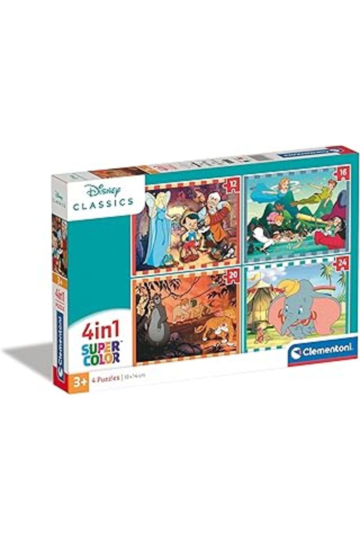 Pazarcan 21523 Classics Supercolor 4'Ü 1 Arada Klasikler-12+16+20+24 Parça, Yapboz 3 Yaş, Yapboz Karikatür