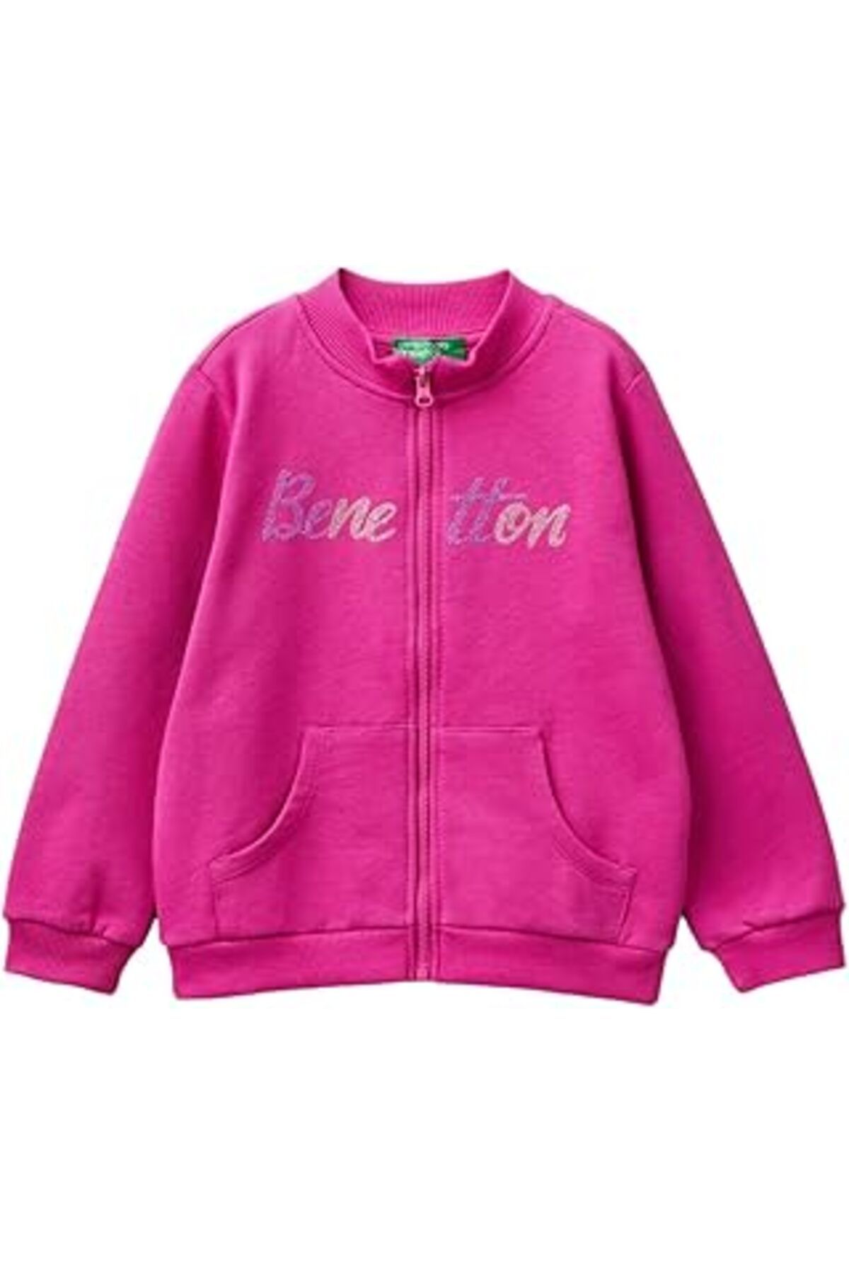 Mu Art Ahşap United Colors Of Önü Logo Baskılı Normal Kesim Fermuarlı Cepli Sweatshirt Sweatshirt Kız