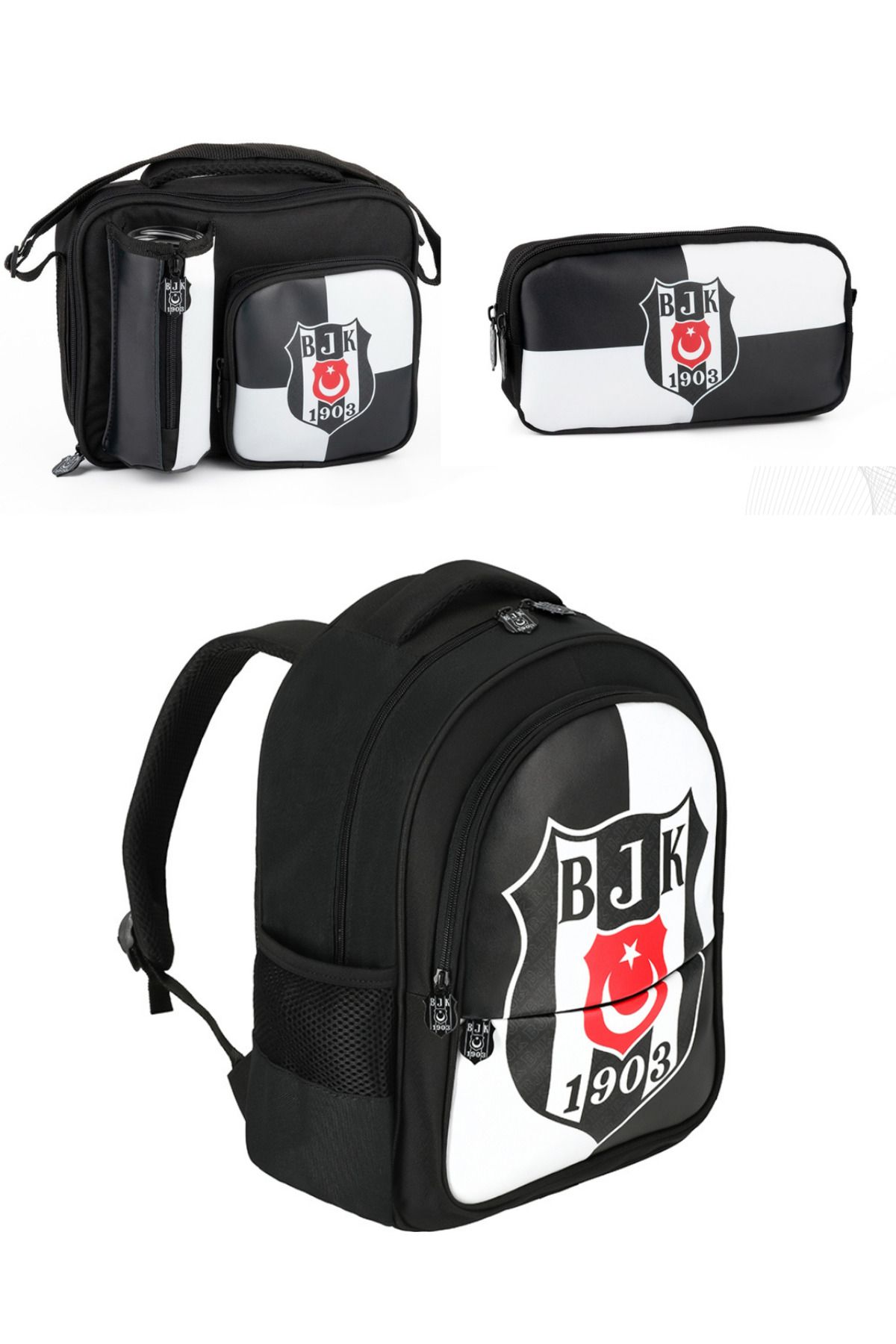 Beşiktaş Beşiktaş Official Lisanslı BJK 1903 Logolu Sırt Çantası+Kalemlik+Beslenme Çantası Üçlü Set