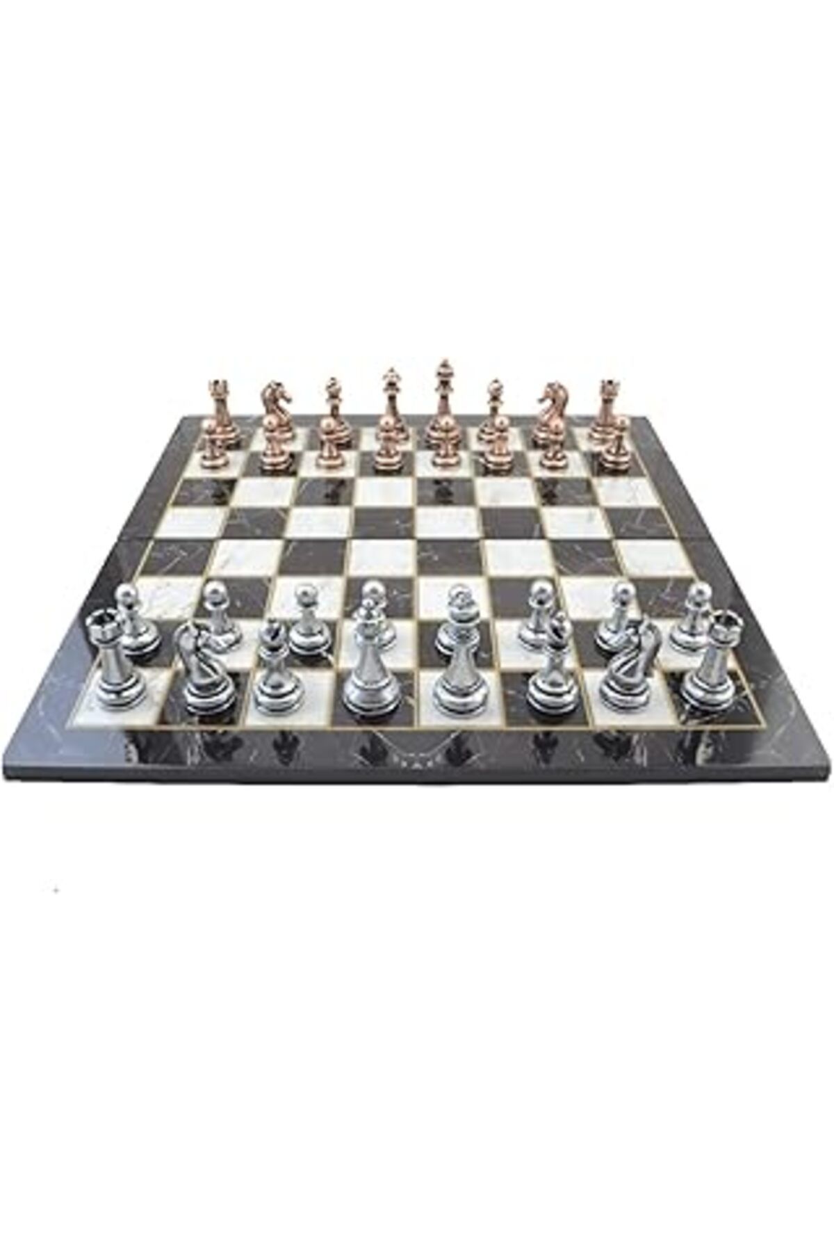 Qedii Gifthome Metal Klasik Satranç Takımı Antik Ve Katlanır Desenli Tahta