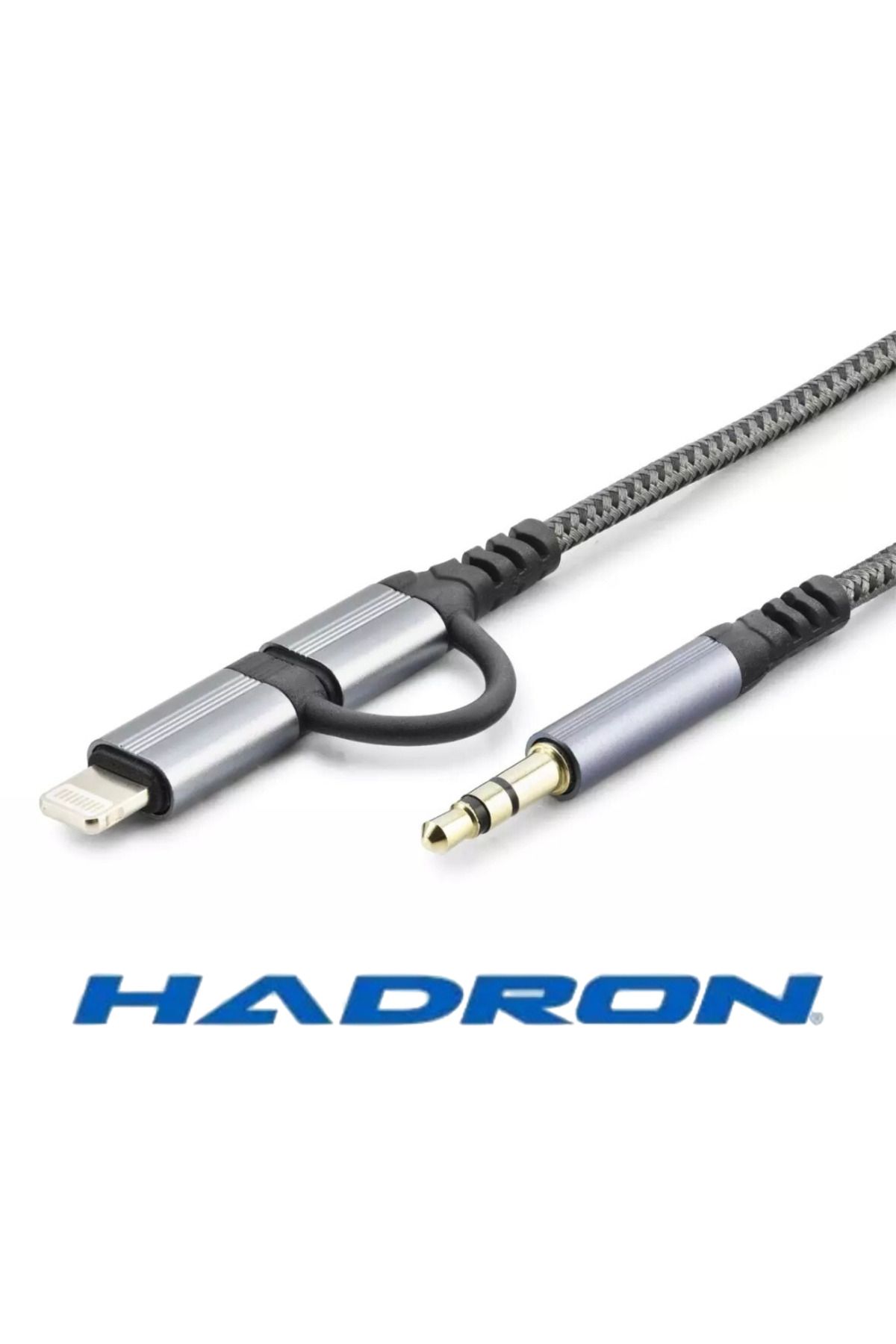 HADRON ⚡ 3'ü 1 Arada ENTEGRE ÇEVİRİCİLİ AUX Kablo - Type-C/3.5mm/Lightning Araç & Ev (iPhone Uyumlu!)