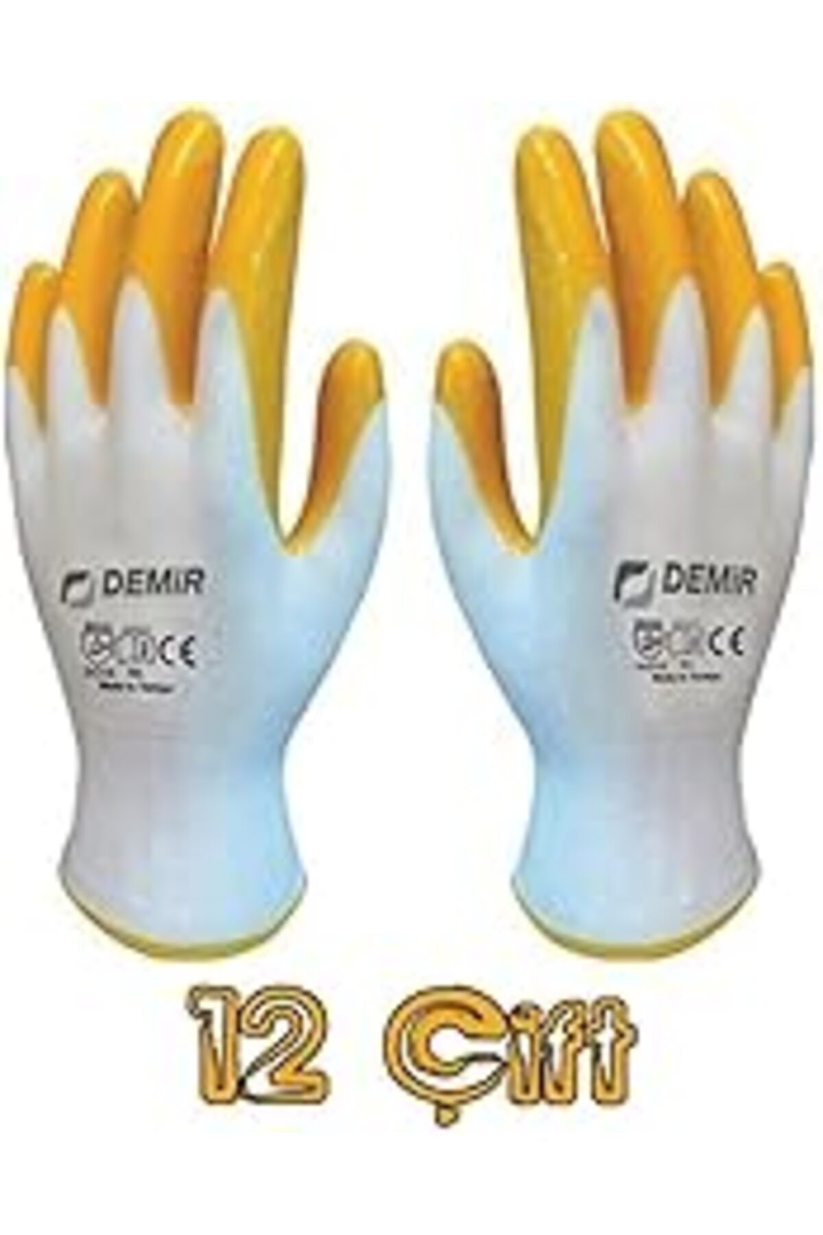 Karachil Demir Safety Sarı Nitril Inşaat Tarım Montaj Iş Eldiveni 12 Çift No:10