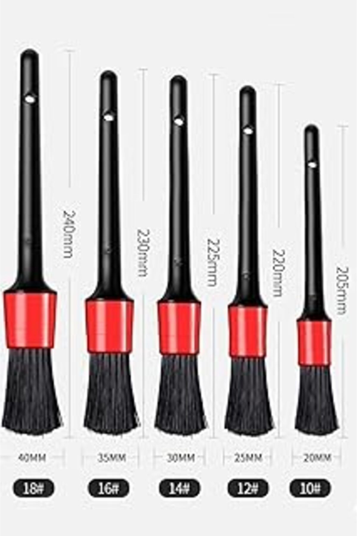 NETWORK ART Mobee Detail Dash Brush Oto Detay Fırçası Seti 5 'Li Kaliteli Detaylı Farklı Boyutlarda Fırça Seti