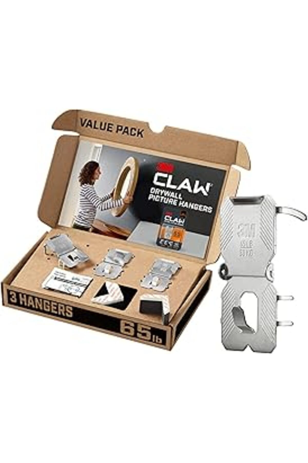 Pazarcan 3M Claw (Tm) 29,5 Kg. Spot İşaretleyicili Alçıpan Resim Askısı, Oda Dekoru Ve Ofis Dekoru Için Ağır