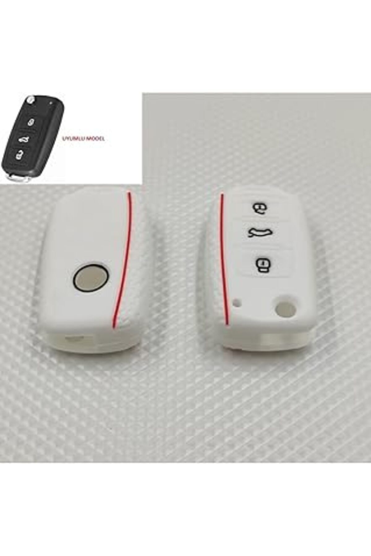 Mu Art Ahşap Parça Deponuz (958) Anahtar Kılıfı Silikon 3 Tuş (Oem) Volkswagen Ile Uyumlu