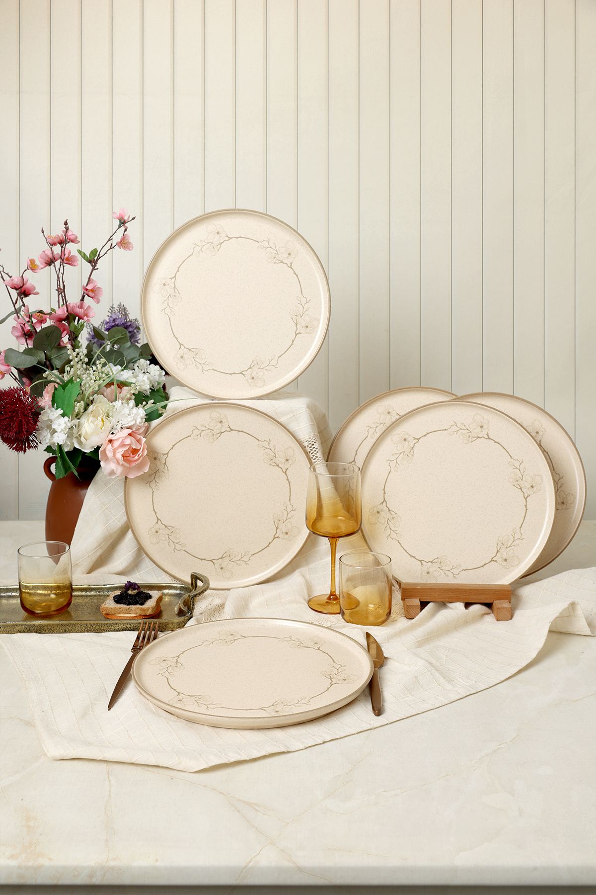 Keramika Taupe Bloom Nordıc Servis Tabağı 28 Cm 6 Adet 22528