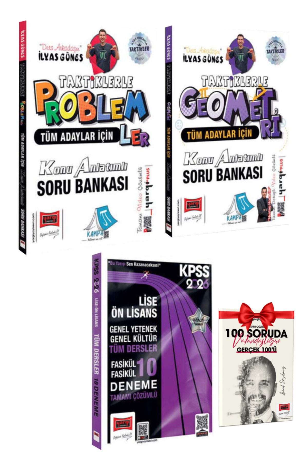 Yargı Yayınları İlyas Güneş Problemler+ Geometri Konu Anlatımlı Soru Bankası+ 2026 Lise Ön Lisans KPSS 10 Deneme