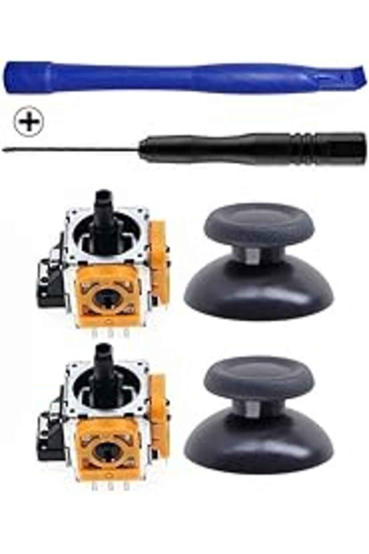 Karachil Ps4 Analog Motor Ve Topuz 2+2 Tornavida Ayırıcı Set Playstation 4 Kol Tamir Seti Yedek Parça