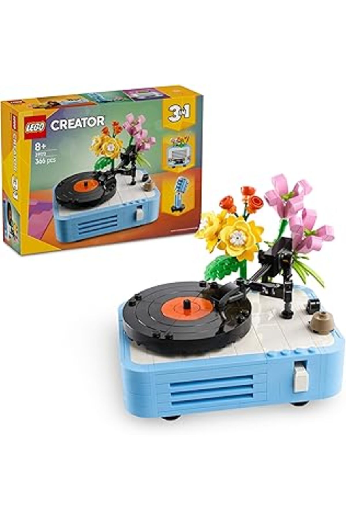 Qedii Lego Creator 3’Ü 1 Arada Çiçekli Pikap 31172-8 Yaş Ve Üzeri Kız Ve Erkek Çocuklar Için Radyo Ve Mik