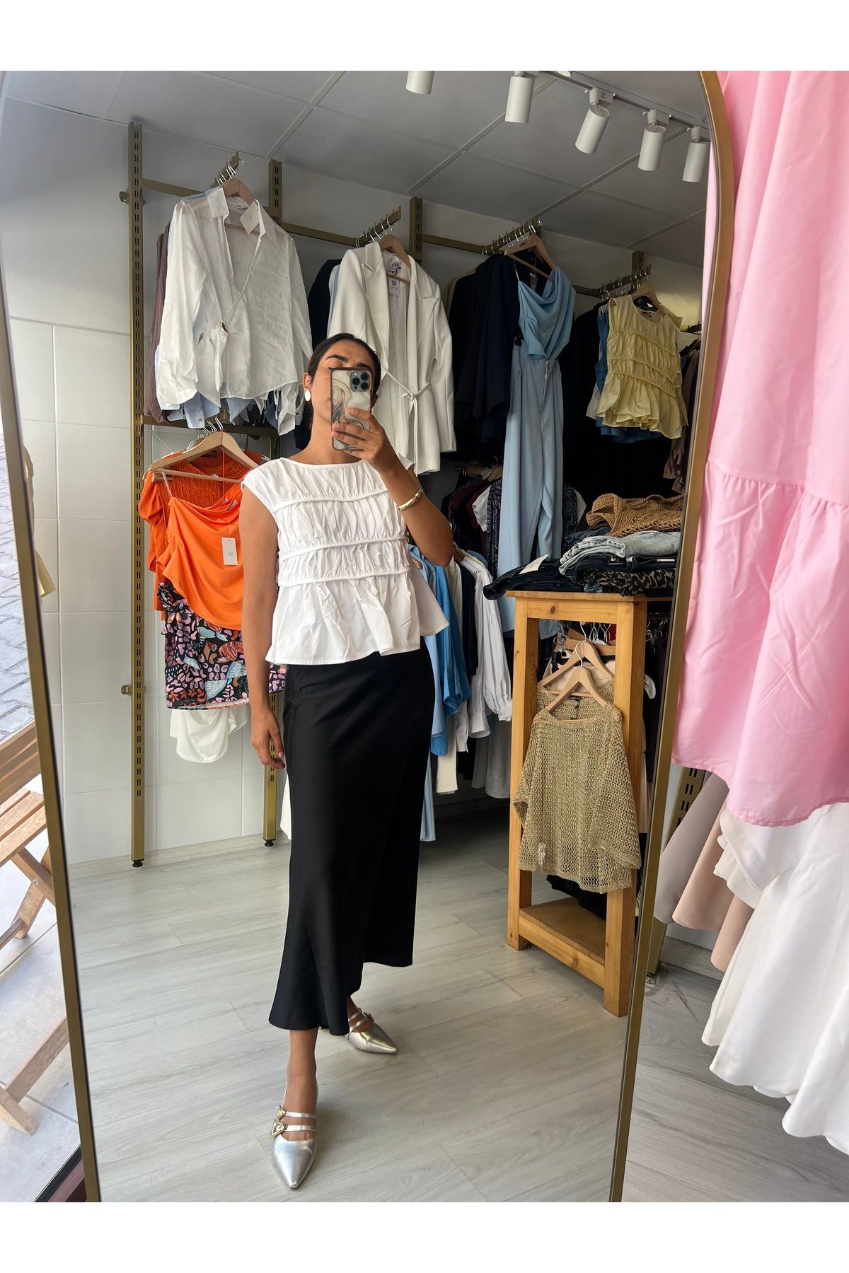 Butik Maxi boy siyah saten etek
