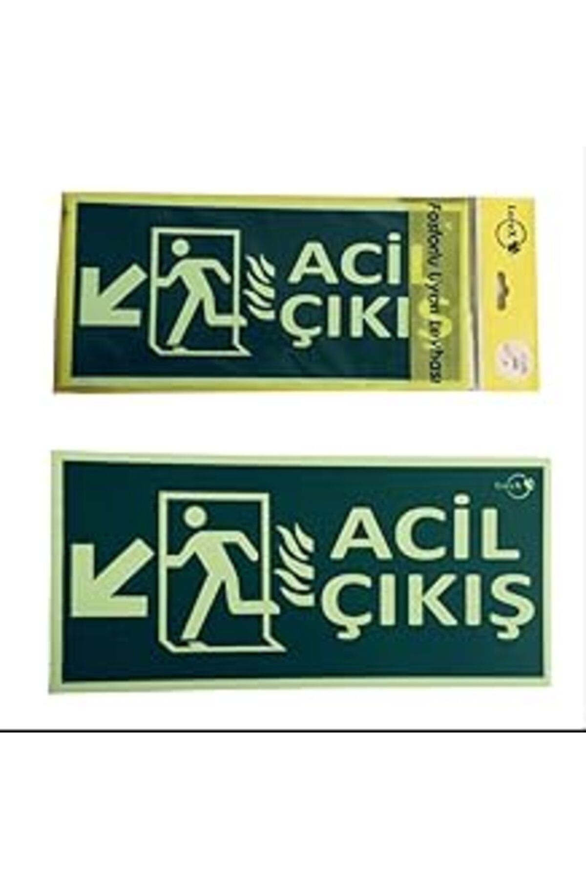 Karachil Lorex Lr-Fld Fotolümen Fosforlu Yön Levhası - Sol - Aşağı Yön Ok Sembollü - Acil Çıkış Yazılıdır