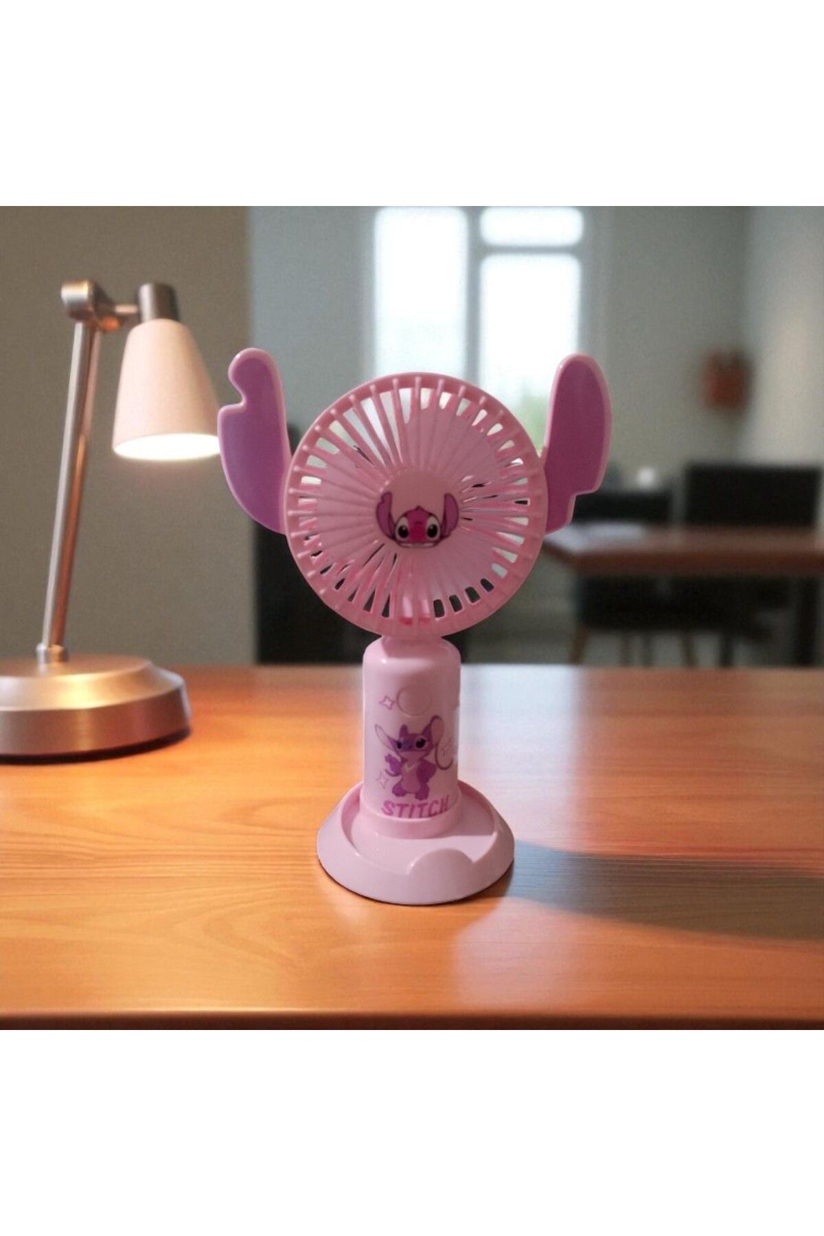 OKTAY SESAL STITCH MASA ÜSTÜ VANTİLATÖR MİNİ FAN USB ŞARJLI VANTİLATÖR PEMBE