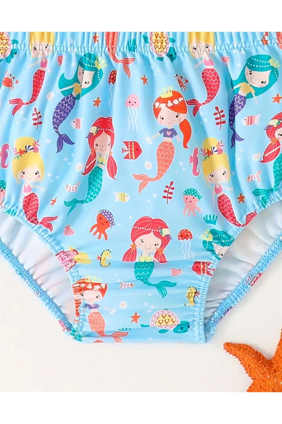 3b kids deniz kızı bebek mayo bikini takımı şapkalı korumalı fotoğrafı 5 (önizleme)