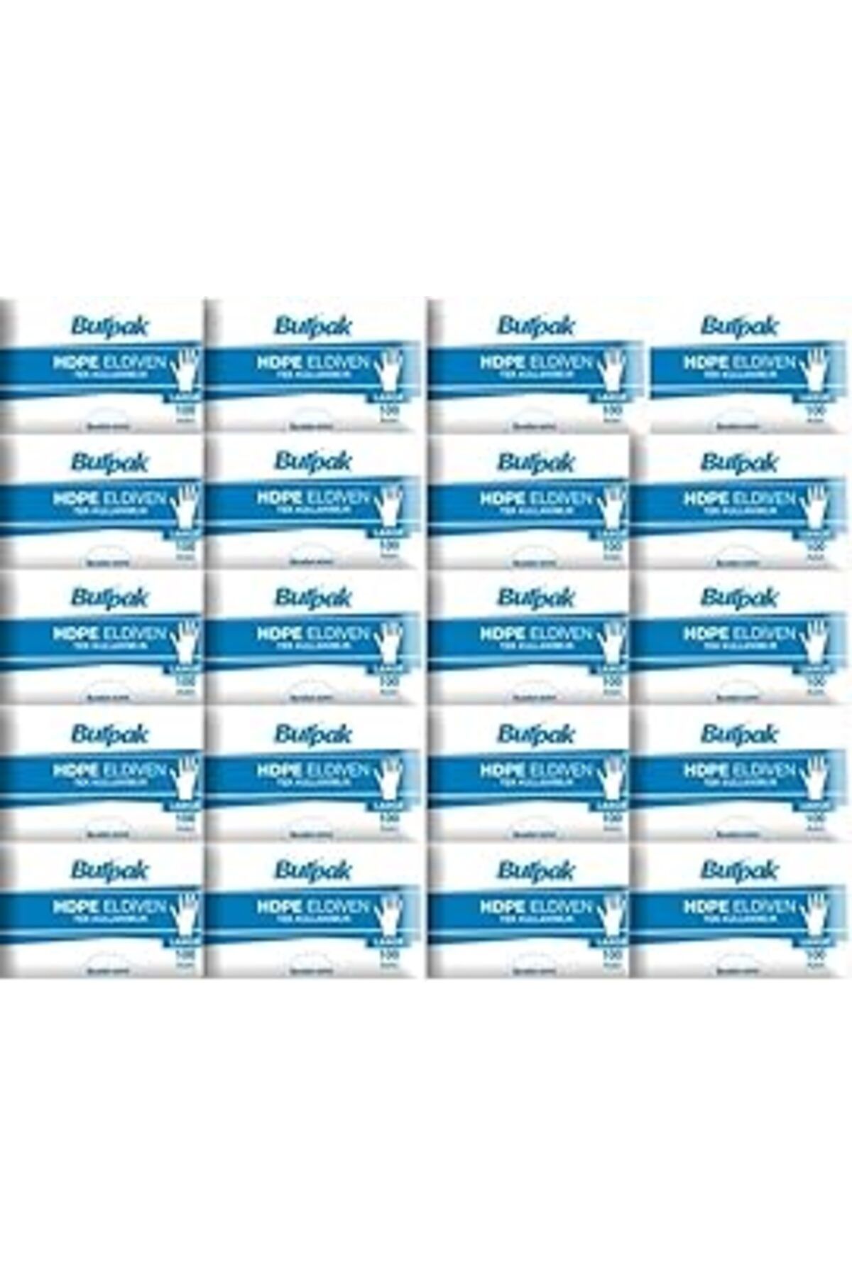 Karachil Burpak Hdpe İş Temizlik Tek Kullanımlık Şeffaf Eldiven/Büyük Boy / 100 Adetlik 20 Paket - Koli