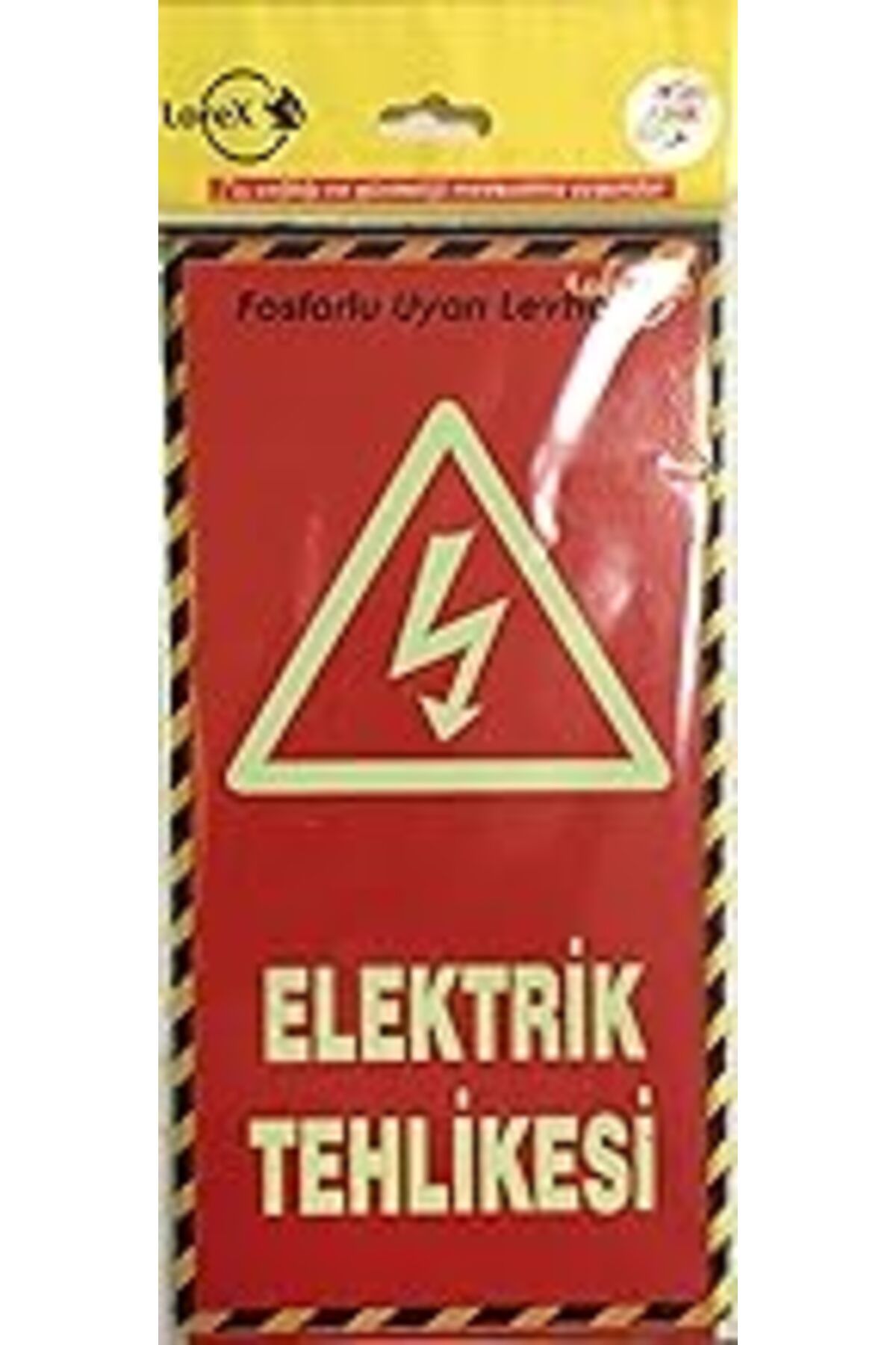 Karachil Lorex Lr-Feh Elektrik Tehlikesi Yazılı Fosforlu Kırmızı Uyarı Levhası, Elektrik Tehlikesi Levhası
