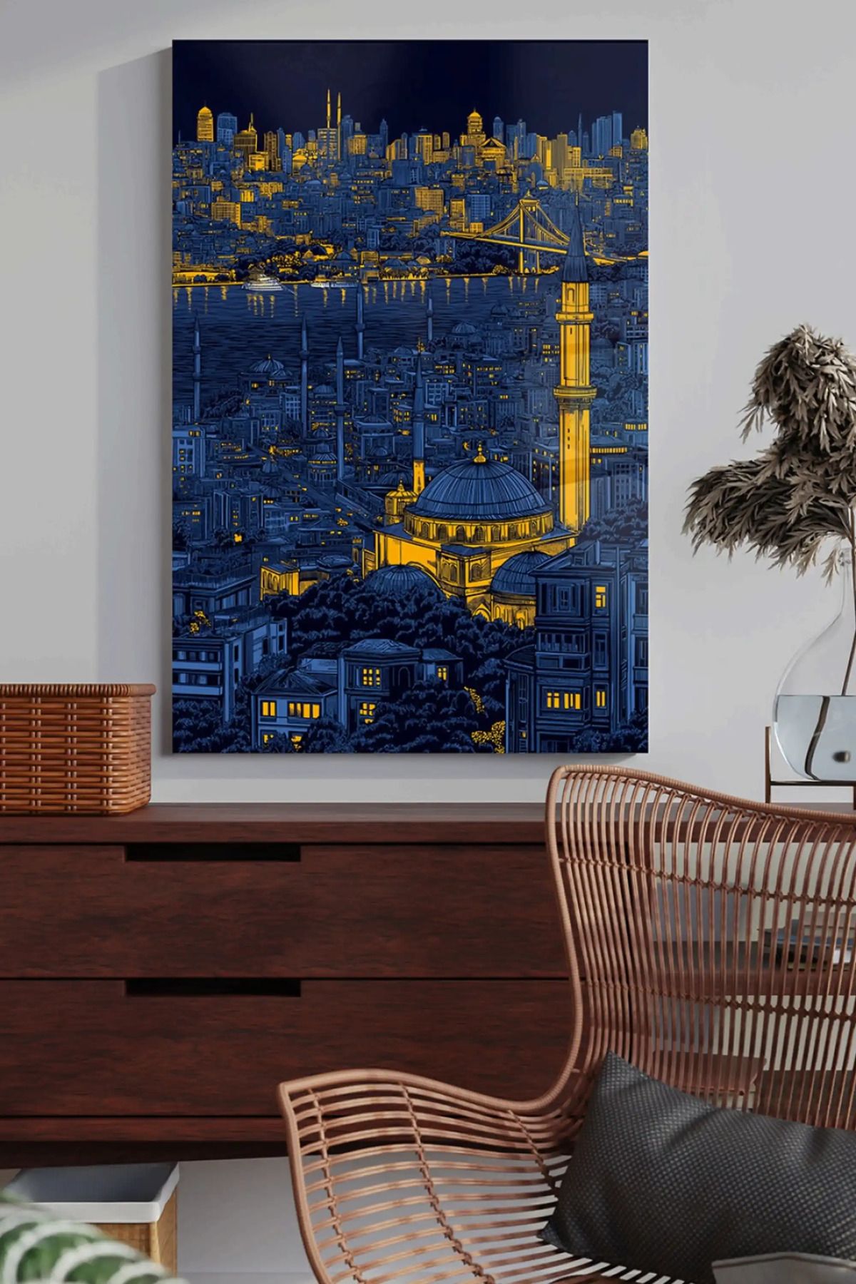 bds art sanatı evinize taşır Gece Işıkları Altında İstanbul Cam Tablo