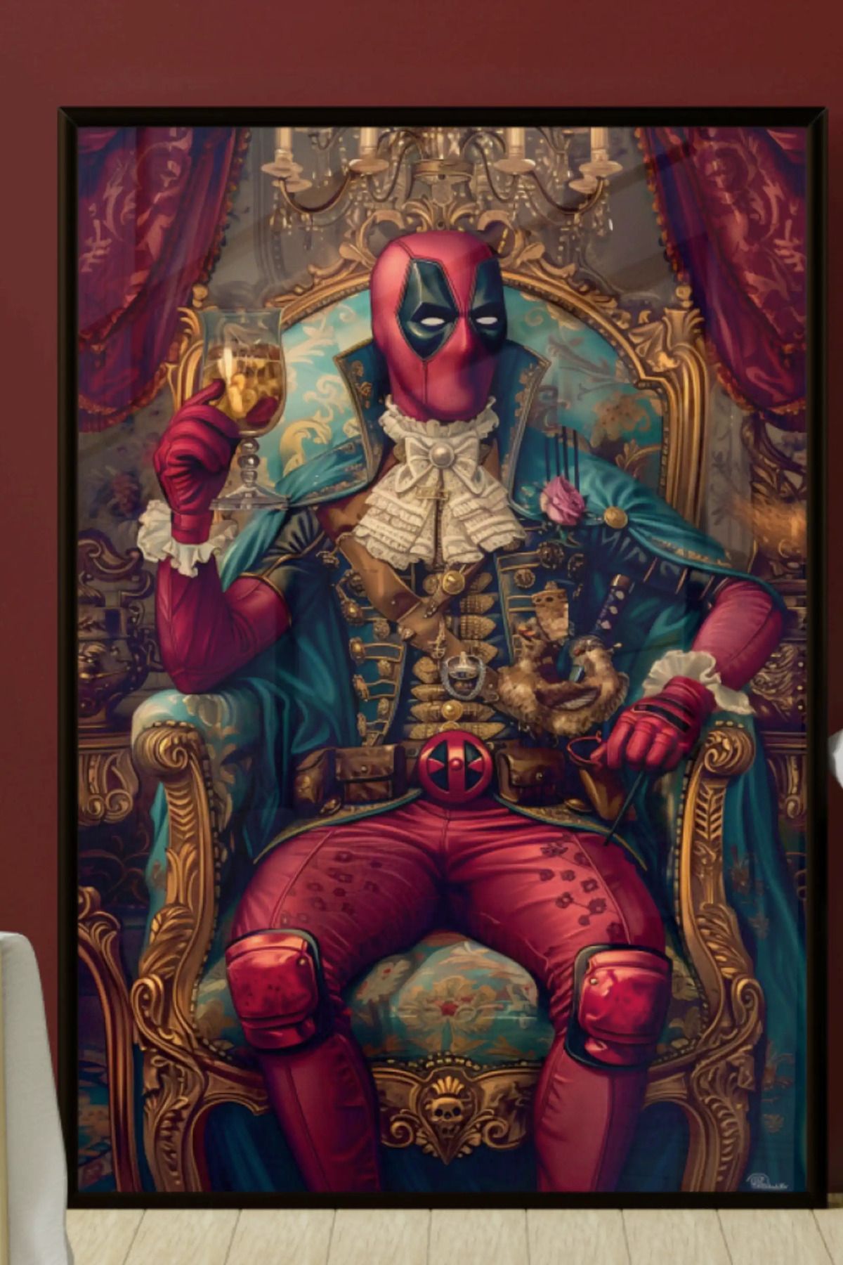 bds art sanatı evinize taşır Aristokrat Deadpool LED Işıklı Cam Tablo