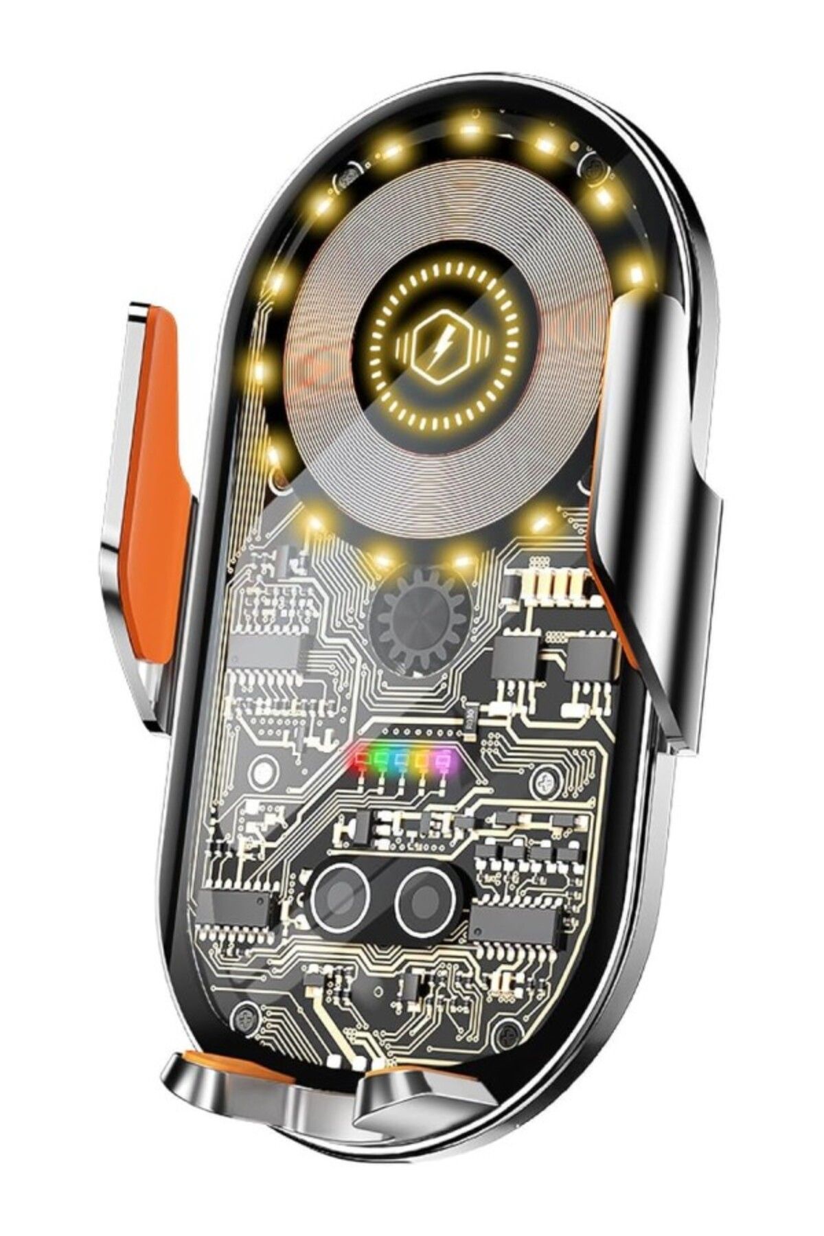 ShopZum Cyberpunk Kablosuz Araç Şarj Cihazı Montajı, 15 W Hızlı Şarj, Araba Havalandırma