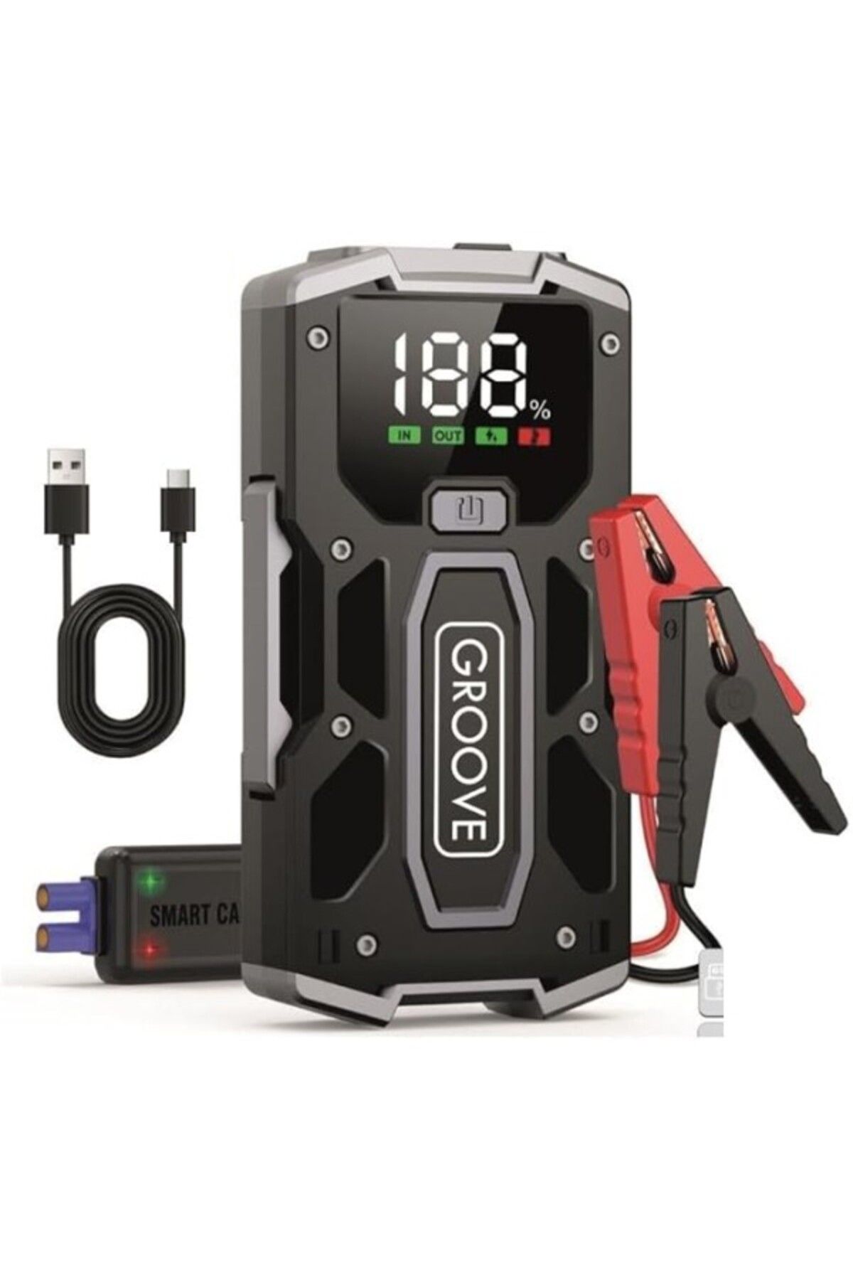 ShopZum M01 15800Mah 2000A Akü Takviye Cihazı Taşınabilir Jump Starter (Powerbank+Led Lamba+Lcd