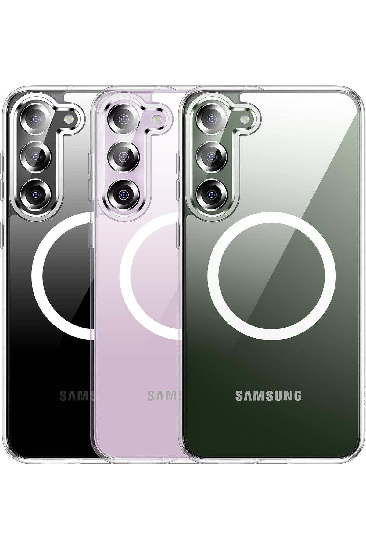 Ehr. Samsung Galaxy S23 Plus Uyumlu Kamera Korumalı Magsafe Wireless Şarj Özellikli Şeffaf Silikon Kılıf