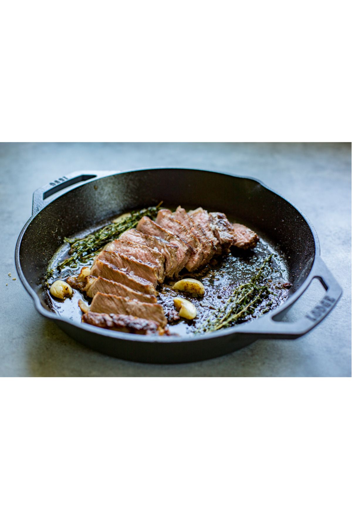 Lodge-Cast Iron Non-Stick Round Skillet Pan with Dual Loop Style Handle Black 12inch 3