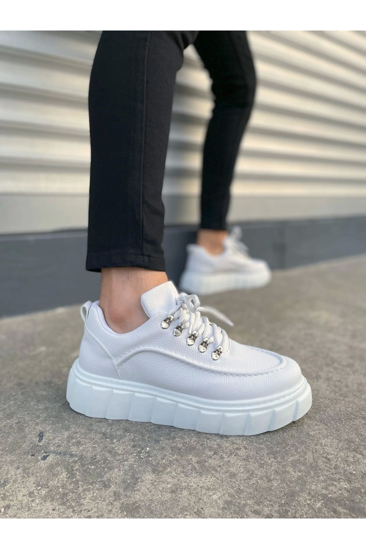 TB Terzi Bey Tb010 Cloud Bağcıklı Cilt Erkek Günlük Sneaker Ayakkabı Cbt - Beyaz