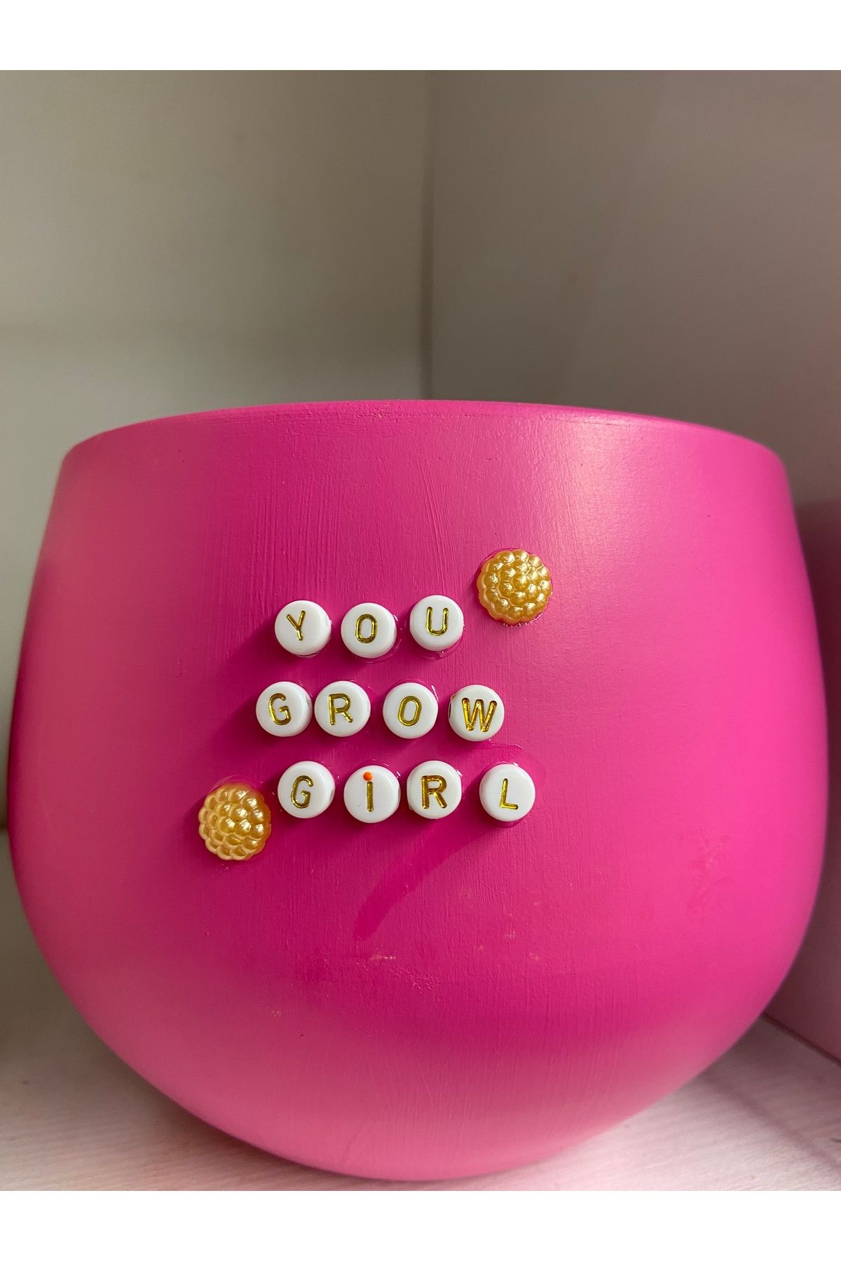 Nova Elite Pembe Sloganlı El Emeği Toprak Saksı