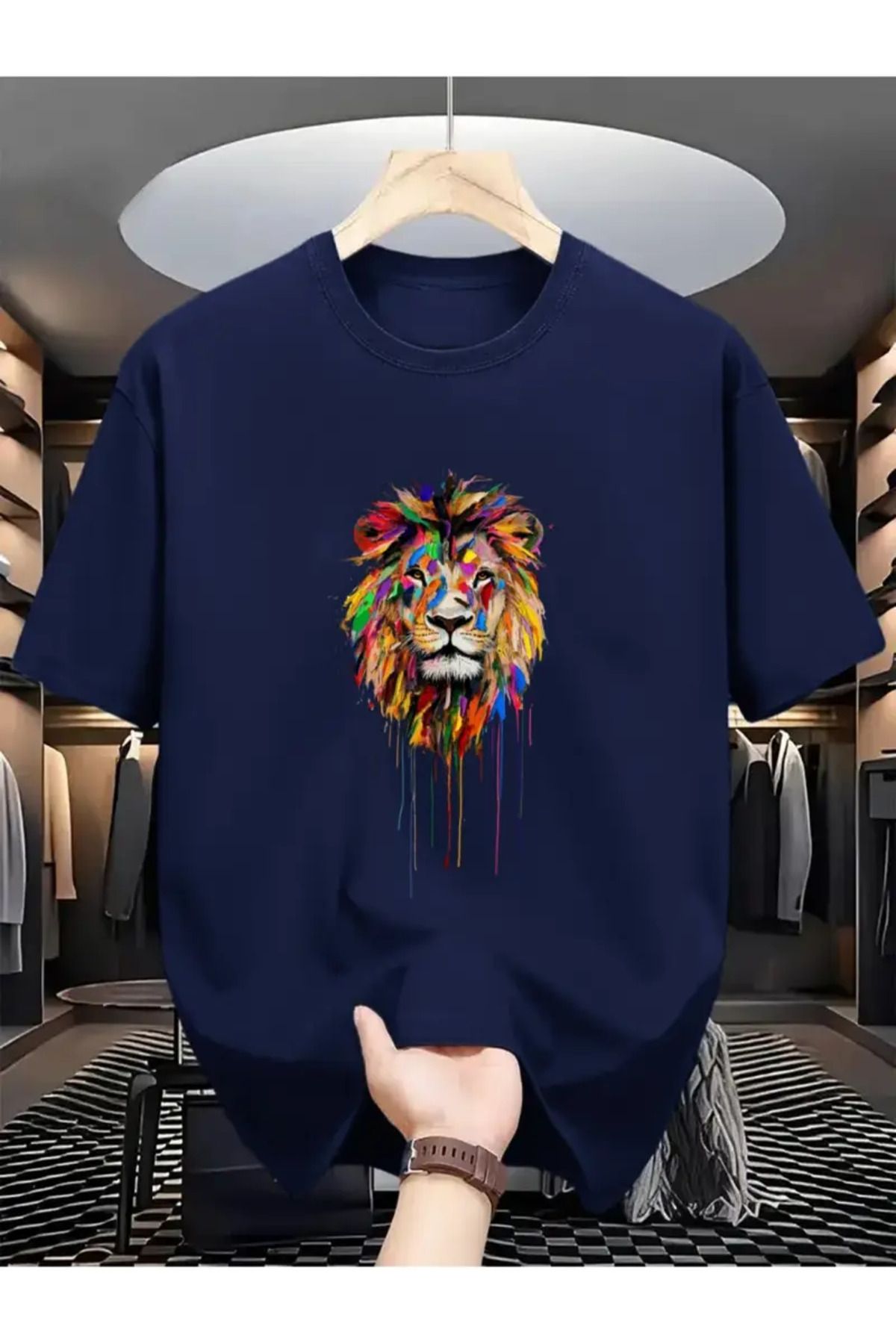 Karatopak Aslan Figürü Baskılı Oversize T-Shirt