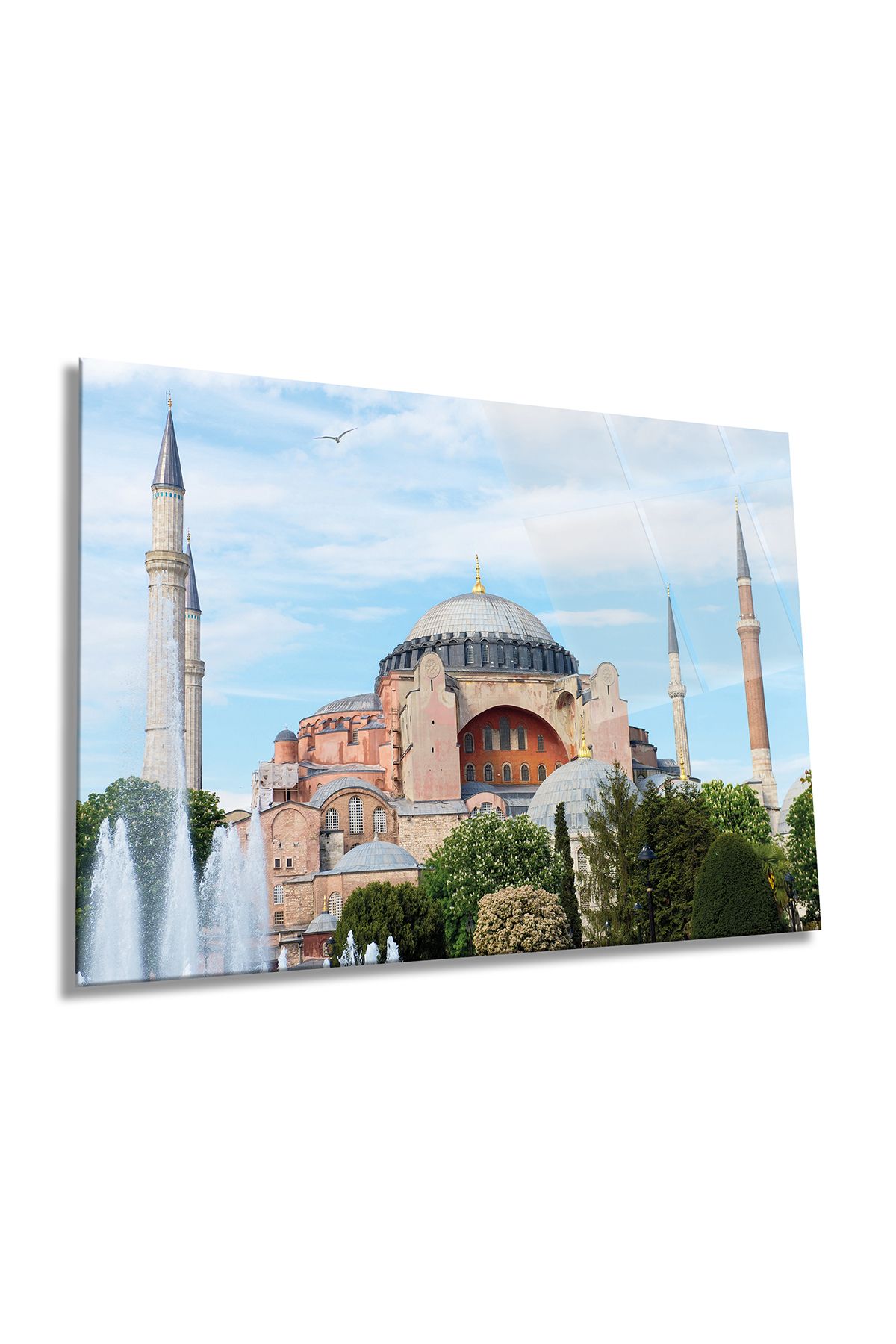 Rosyvien İstanbul Ayasofya Camii Yatay Cam Tablo, İslami, Ev ve Ofis Duvar Dekoru, Lüks Hediyelik