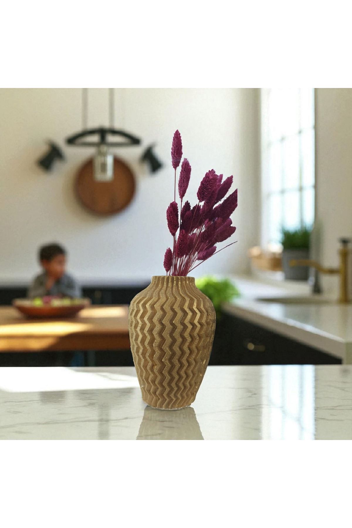 CONAHOME Altın Zigzag Desenli Dekoratif Vazo