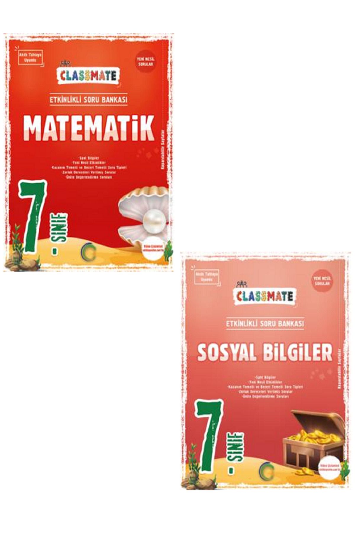 Evrensel İletişim Yayınları 7.Sınıf Okyanus Classmate Matematik + Sosyal Bilgiler Soru Bankası / Yeni Nesil / 2 KİTAP